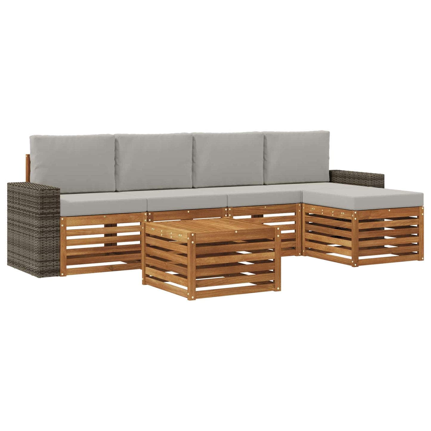 Buiten bankenset met kussen 6 pcs Naturel en lichtgrijs is nu te koop bij PeponiXL, paradijselijk wonen!