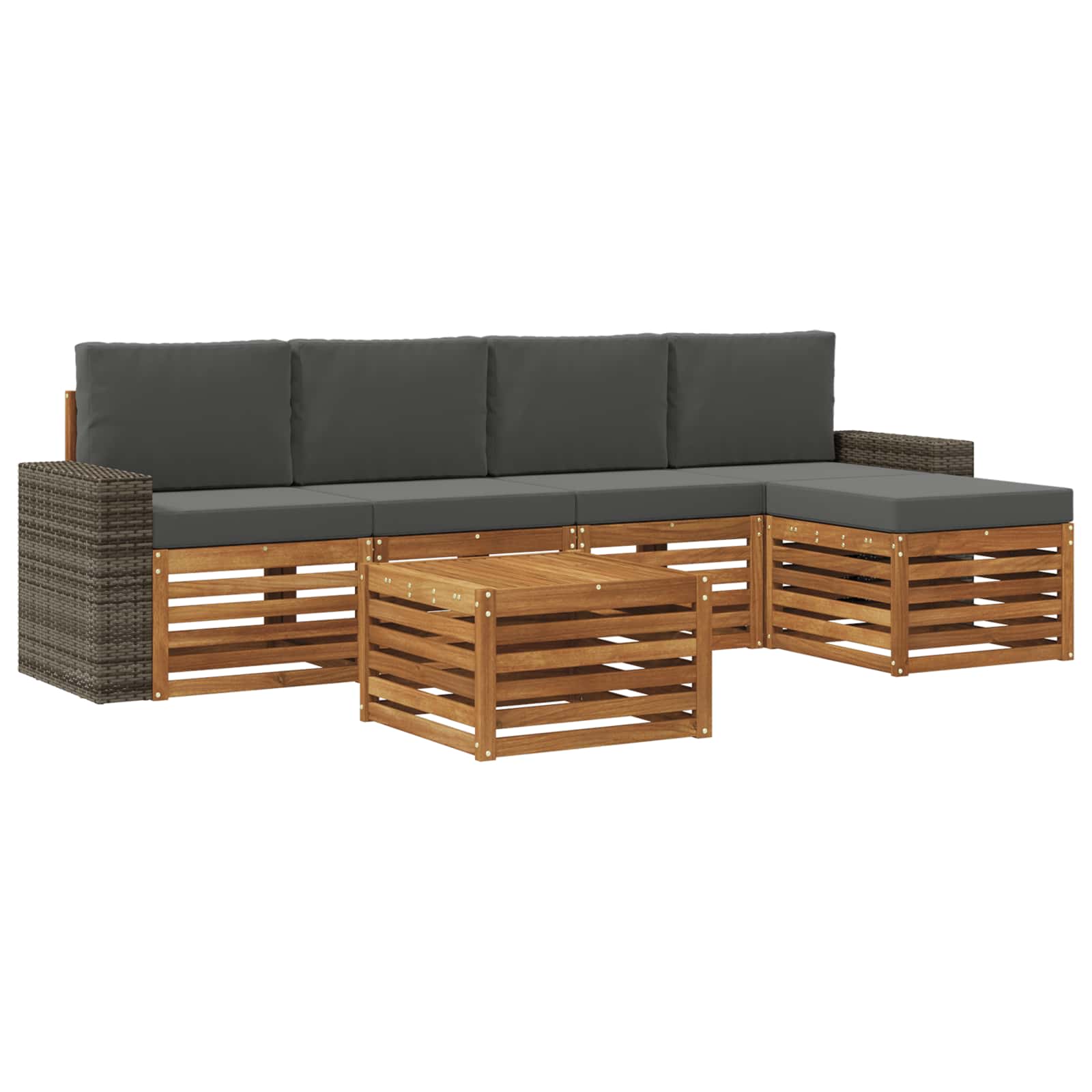 Buiten bankenset 6 pcs Natuurlijk en Antraciet is nu te koop bij PeponiXL, paradijselijk wonen!