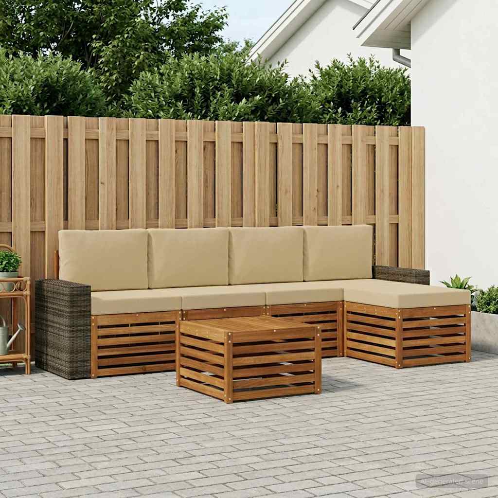 Buiten bankenset met kussen 6 pcs Natuurlijk en Beige is nu te koop bij PeponiXL, paradijselijk wonen!