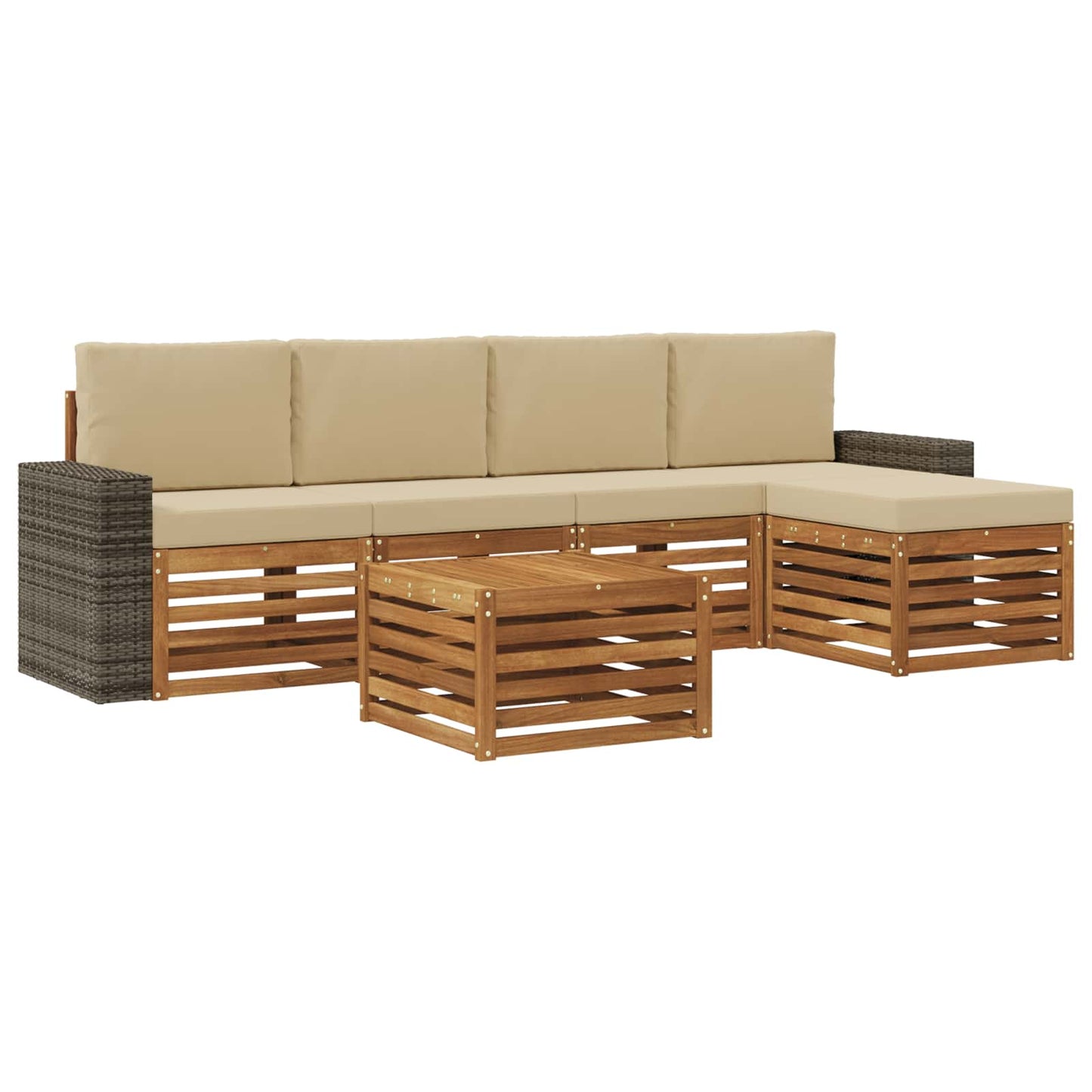 Buiten bankenset met kussen 6 pcs Natuurlijk en Beige is nu te koop bij PeponiXL, paradijselijk wonen!
