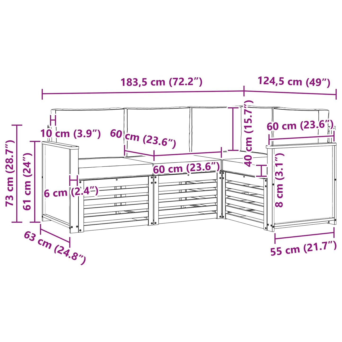Sofa-Sets met kussen 4 pcs Massief Acaciahout is nu te koop bij PeponiXL, paradijselijk wonen!