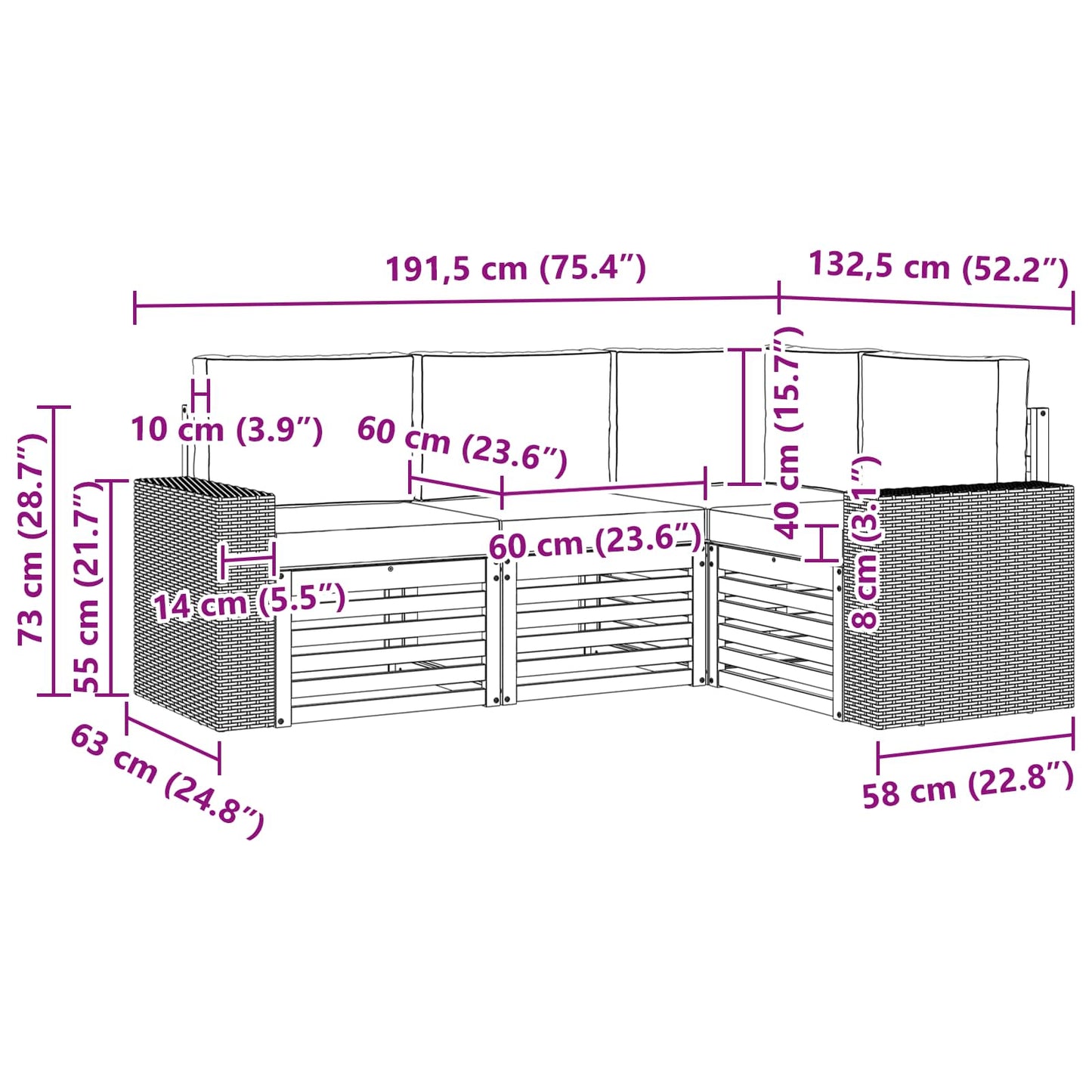 Sofa-Sets met kussen 4 pcs Massief Acaciahout is nu te koop bij PeponiXL, paradijselijk wonen!