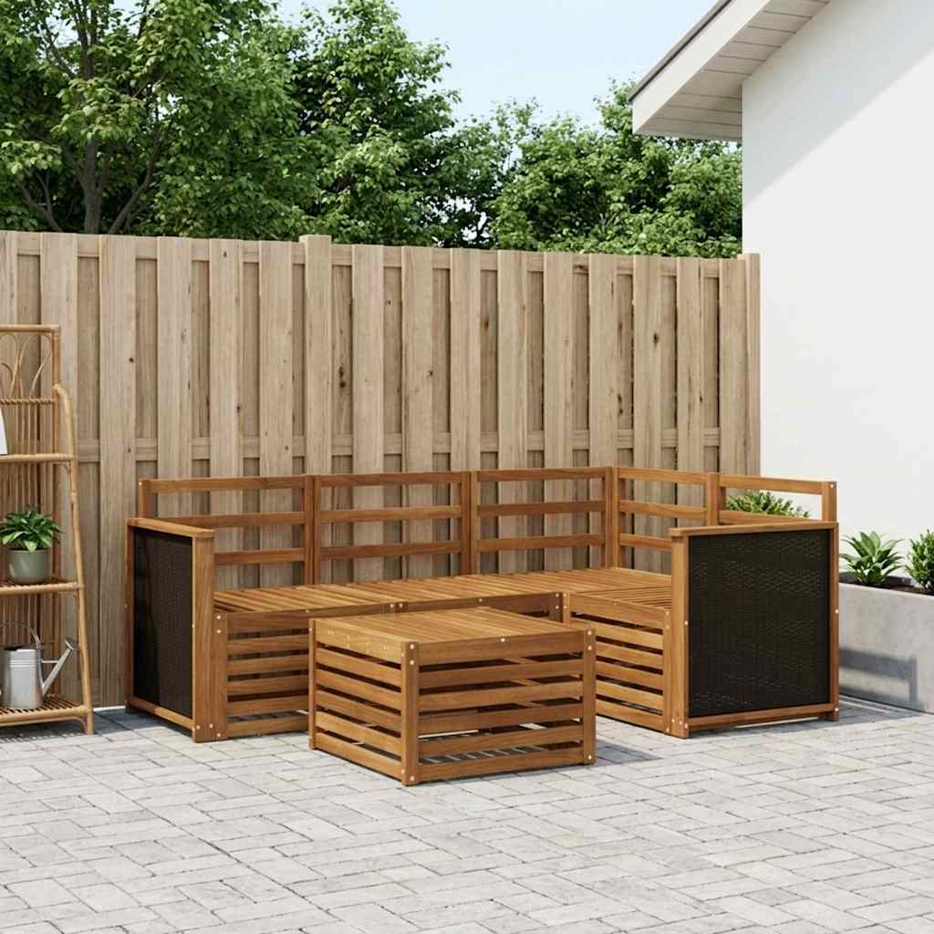 Buiten bankenset 5 pcs Naturel 59 x 59 x 37 cm Polyester is nu te koop bij PeponiXL, paradijselijk wonen!