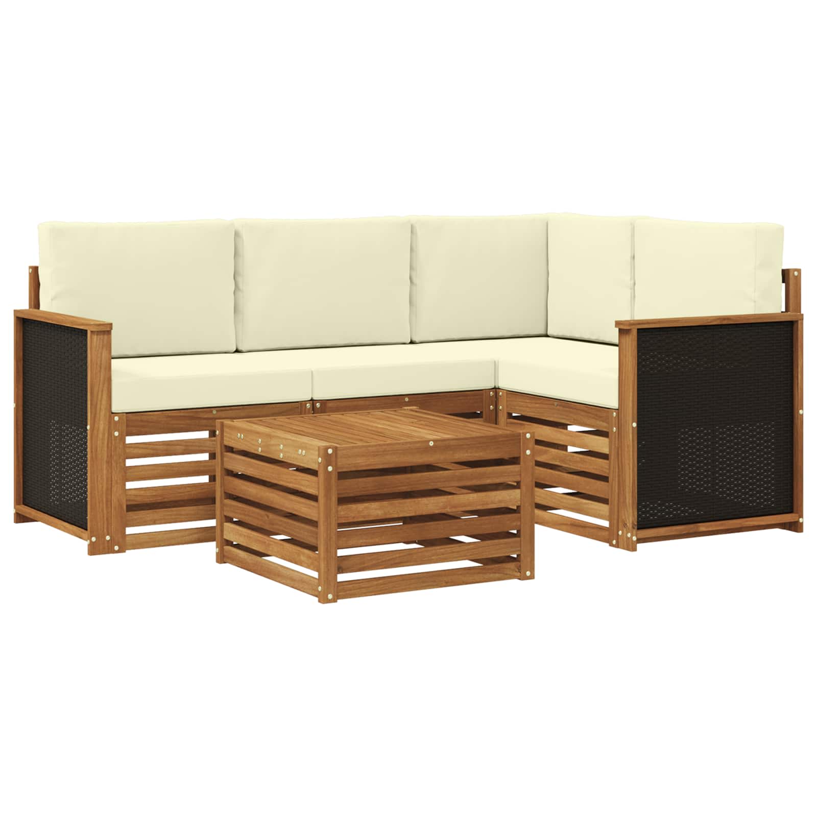 Buiten bankenset 5 pcs Natuurlijk en Crème 59 x 59 x 37 cm is nu te koop bij PeponiXL, paradijselijk wonen!
