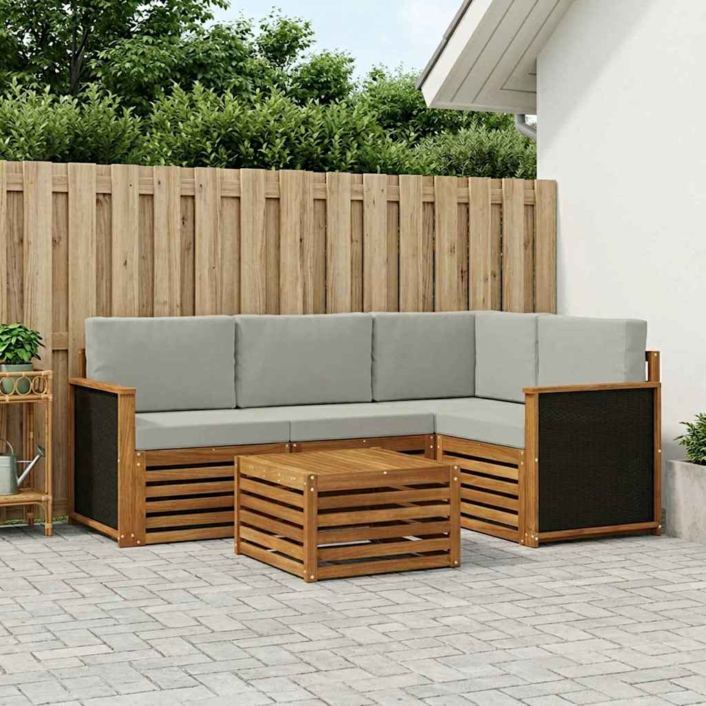 Buiten bankenset 5 pcs Naturel en lichtgrijs 59 x 59 x 37 cm is nu te koop bij PeponiXL, paradijselijk wonen!