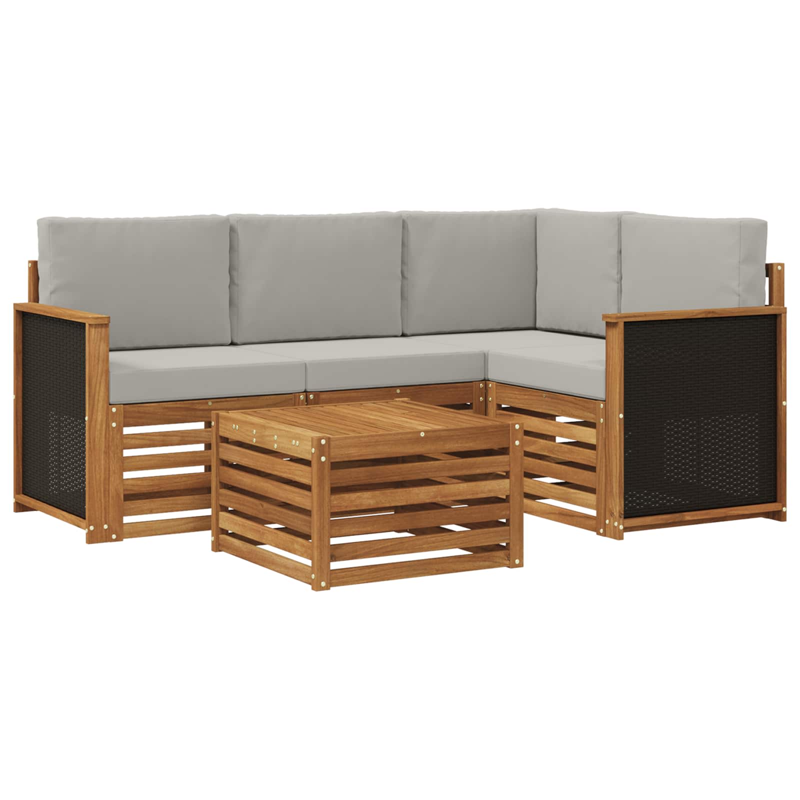 Buiten bankenset 5 pcs Naturel en lichtgrijs 59 x 59 x 37 cm is nu te koop bij PeponiXL, paradijselijk wonen!