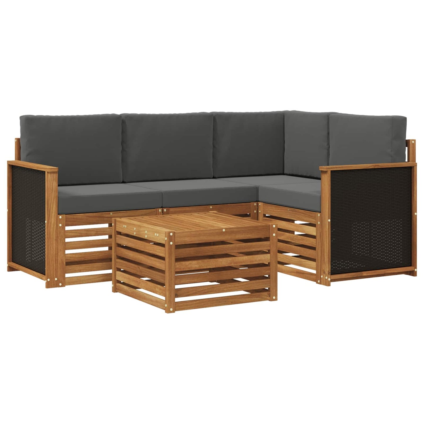 Buiten bankenset 5 pcs Natuurlijk en Antraciet 59 x 59 x 37 cm is nu te koop bij PeponiXL, paradijselijk wonen!