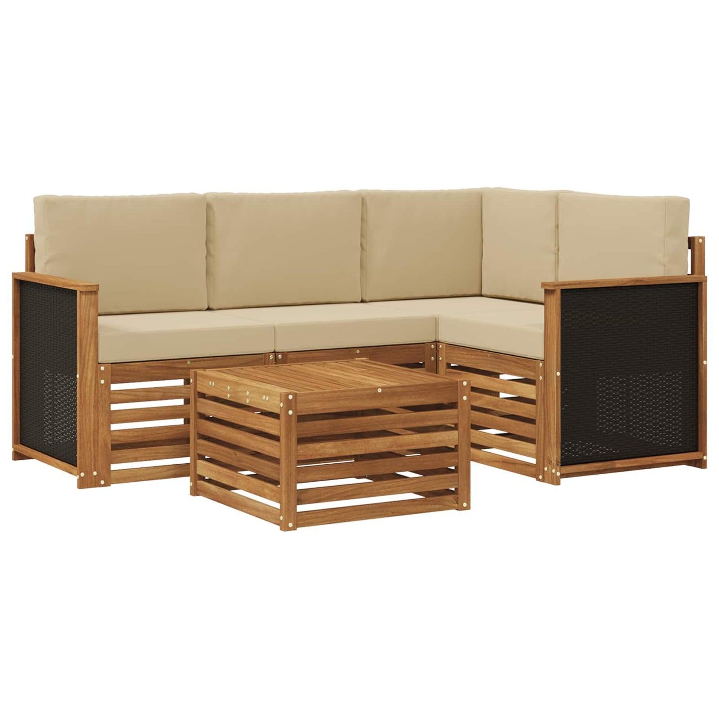 Buiten bankenset 5 pcs Natuurlijk en Beige 59 x 59 x 37 cm is nu te koop bij PeponiXL, paradijselijk wonen!