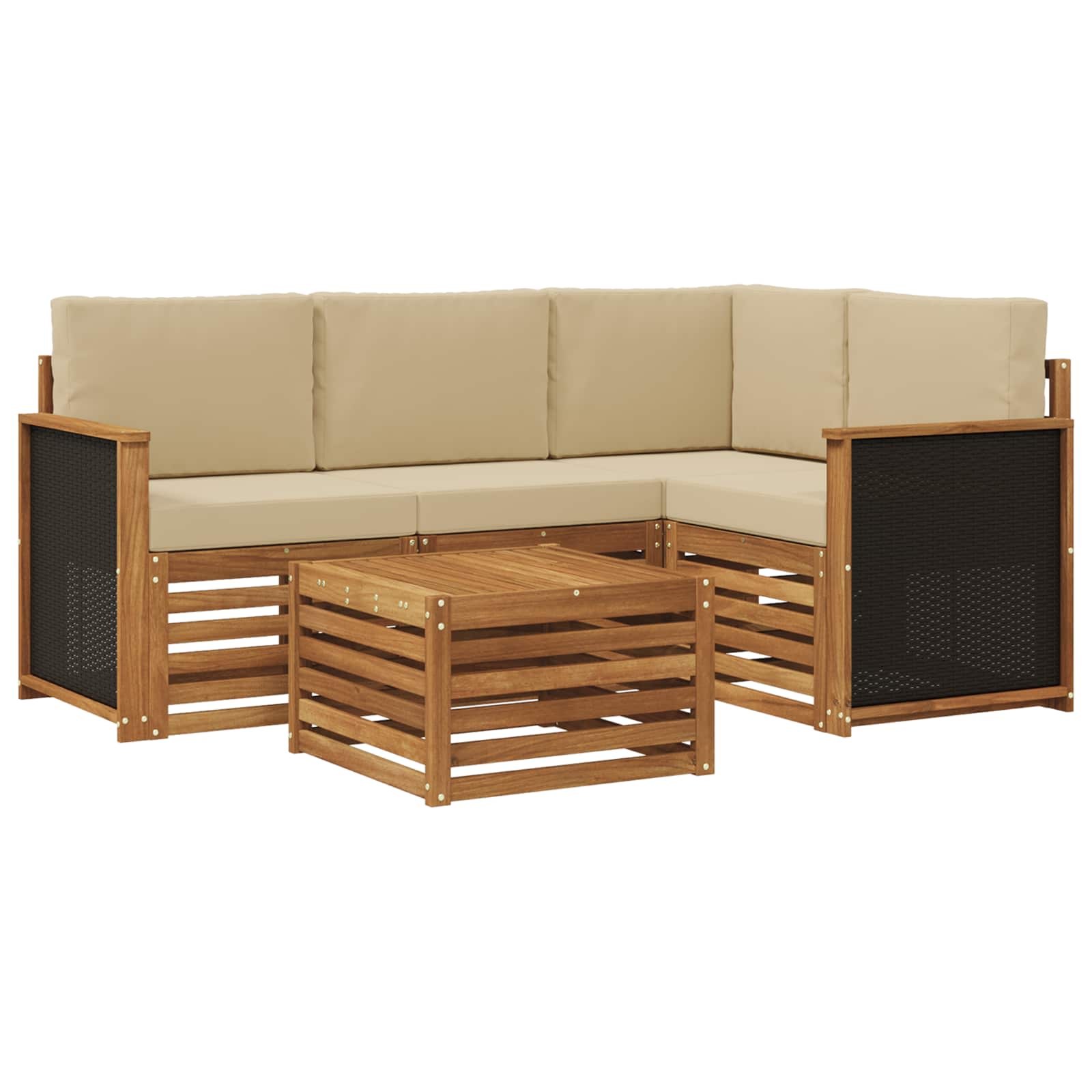 Buiten bankenset 5 pcs Natuurlijk en Beige 59 x 59 x 37 cm is nu te koop bij PeponiXL, paradijselijk wonen!