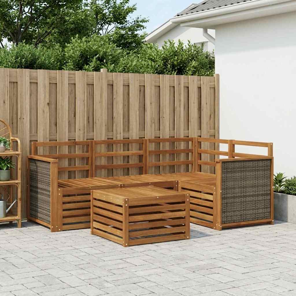 Buiten bankenset 5 pcs Naturel 59 x 59 x 37 cm Polyester is nu te koop bij PeponiXL, paradijselijk wonen!