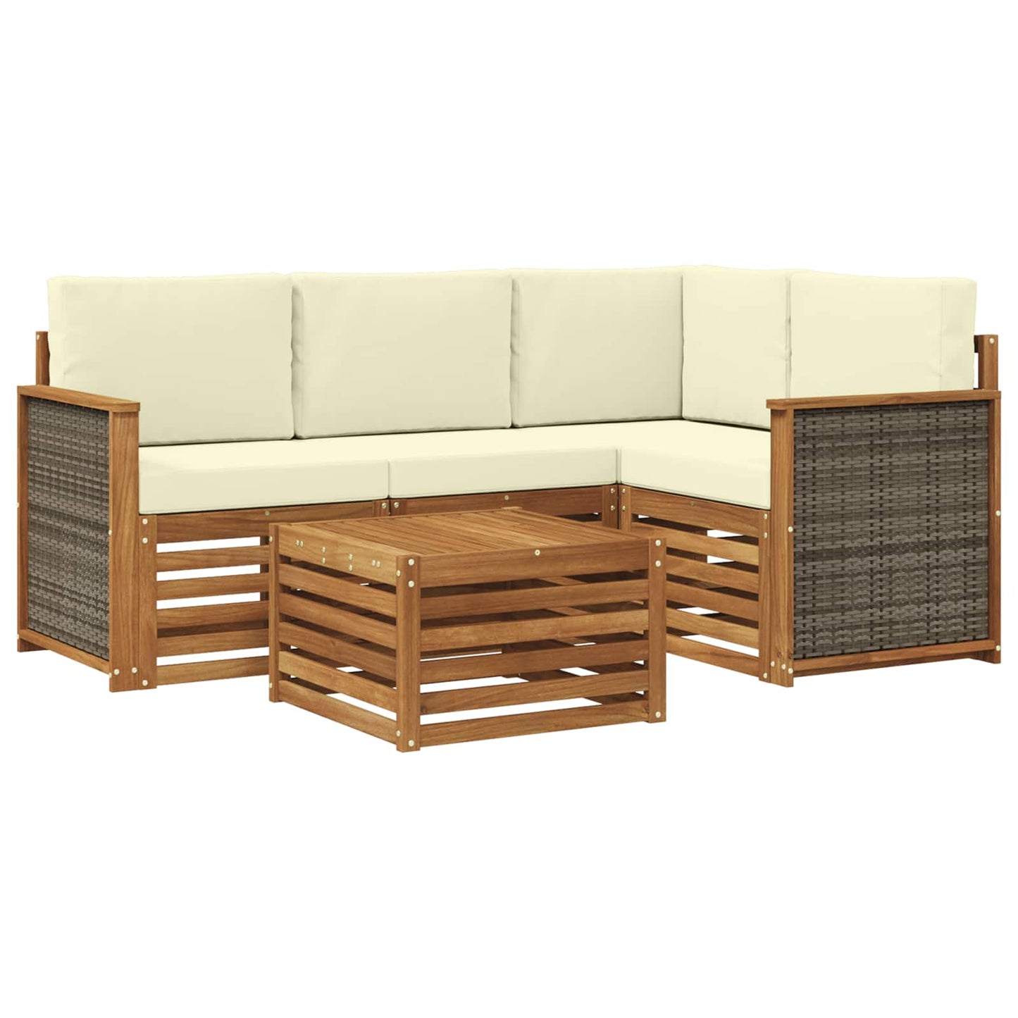 Buiten bankenset 5 pcs Natuurlijk en Crème 59 x 59 x 37 cm is nu te koop bij PeponiXL, paradijselijk wonen!