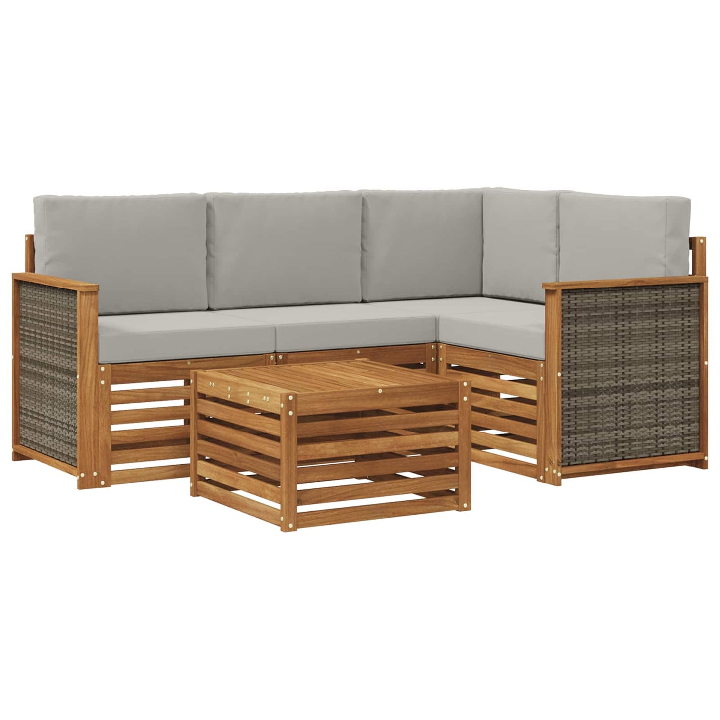 Buiten bankenset 5 pcs Naturel en lichtgrijs 59 x 59 x 37 cm is nu te koop bij PeponiXL, paradijselijk wonen!