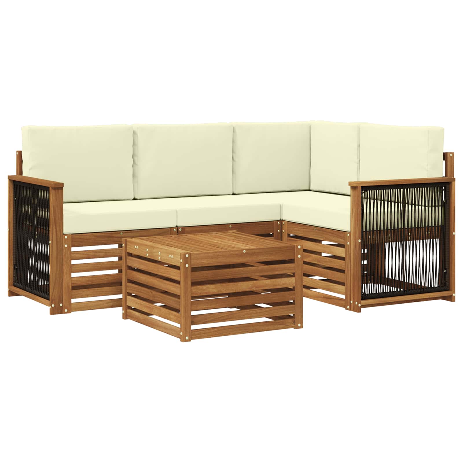 Buiten bankenset 5 pcs Natuurlijk en Crème 59 x 59 x 37 cm is nu te koop bij PeponiXL, paradijselijk wonen!