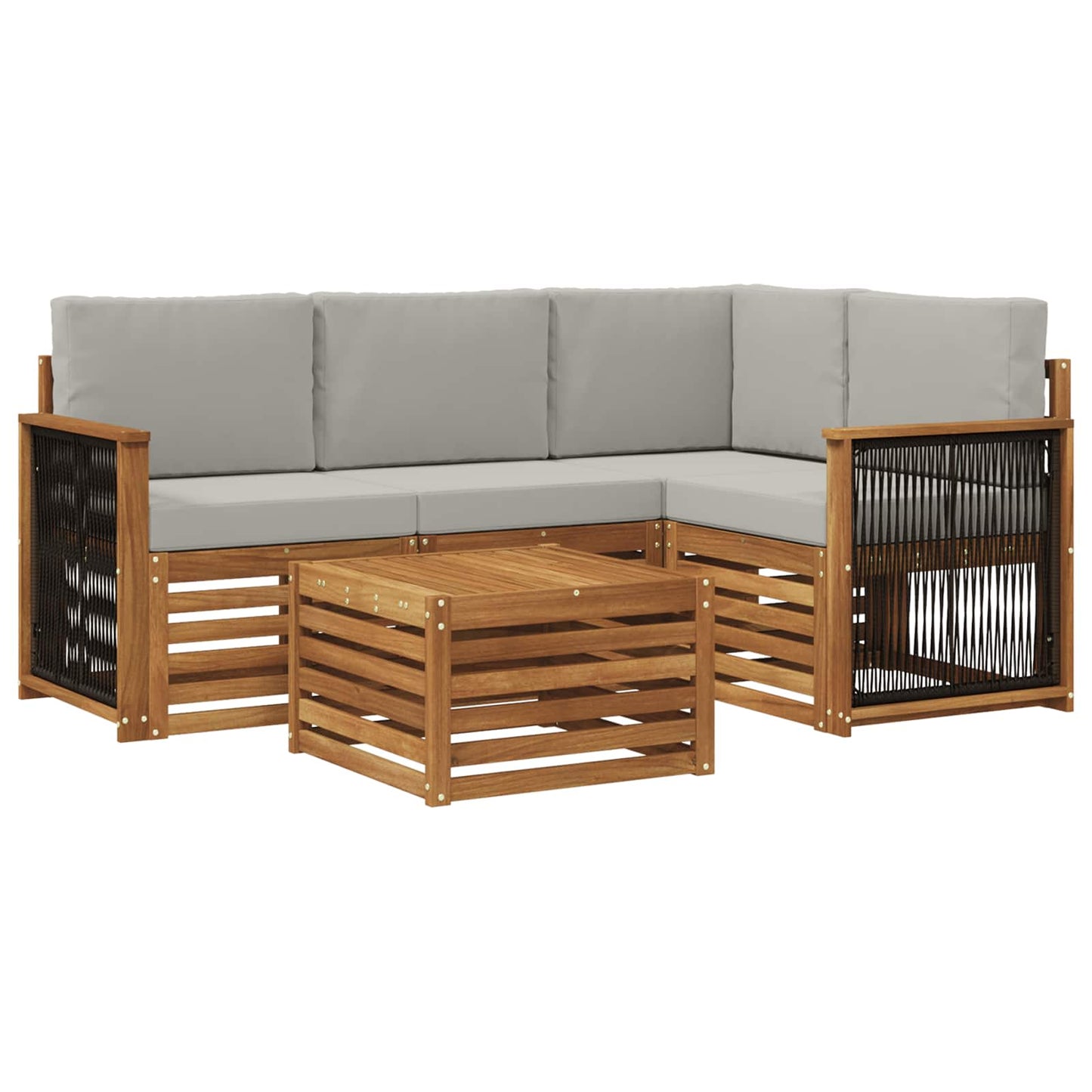 Buiten bankenset 5 pcs Naturel en lichtgrijs 59 x 59 x 37 cm is nu te koop bij PeponiXL, paradijselijk wonen!