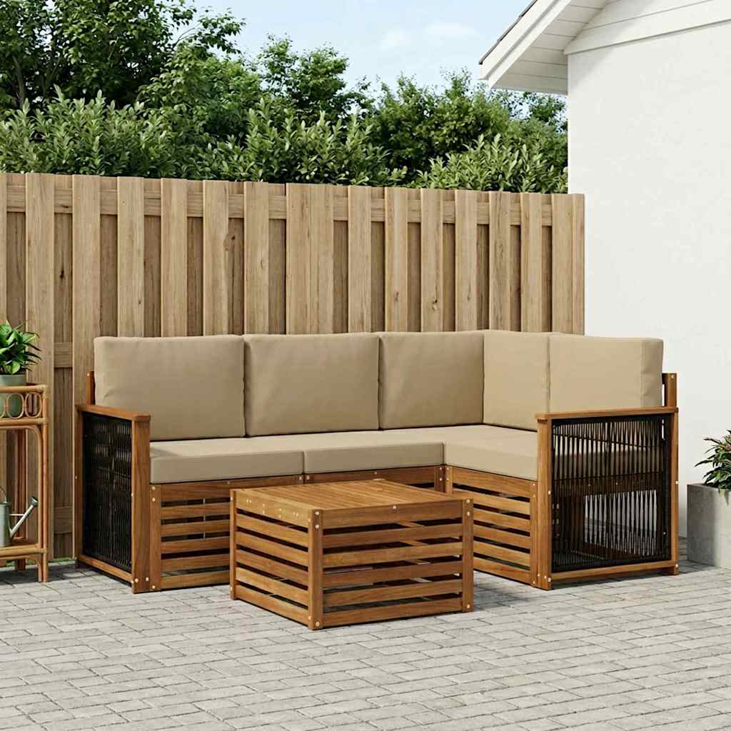 Buiten bankenset 5 pcs Natuurlijk en Beige 59 x 59 x 37 cm is nu te koop bij PeponiXL, paradijselijk wonen!