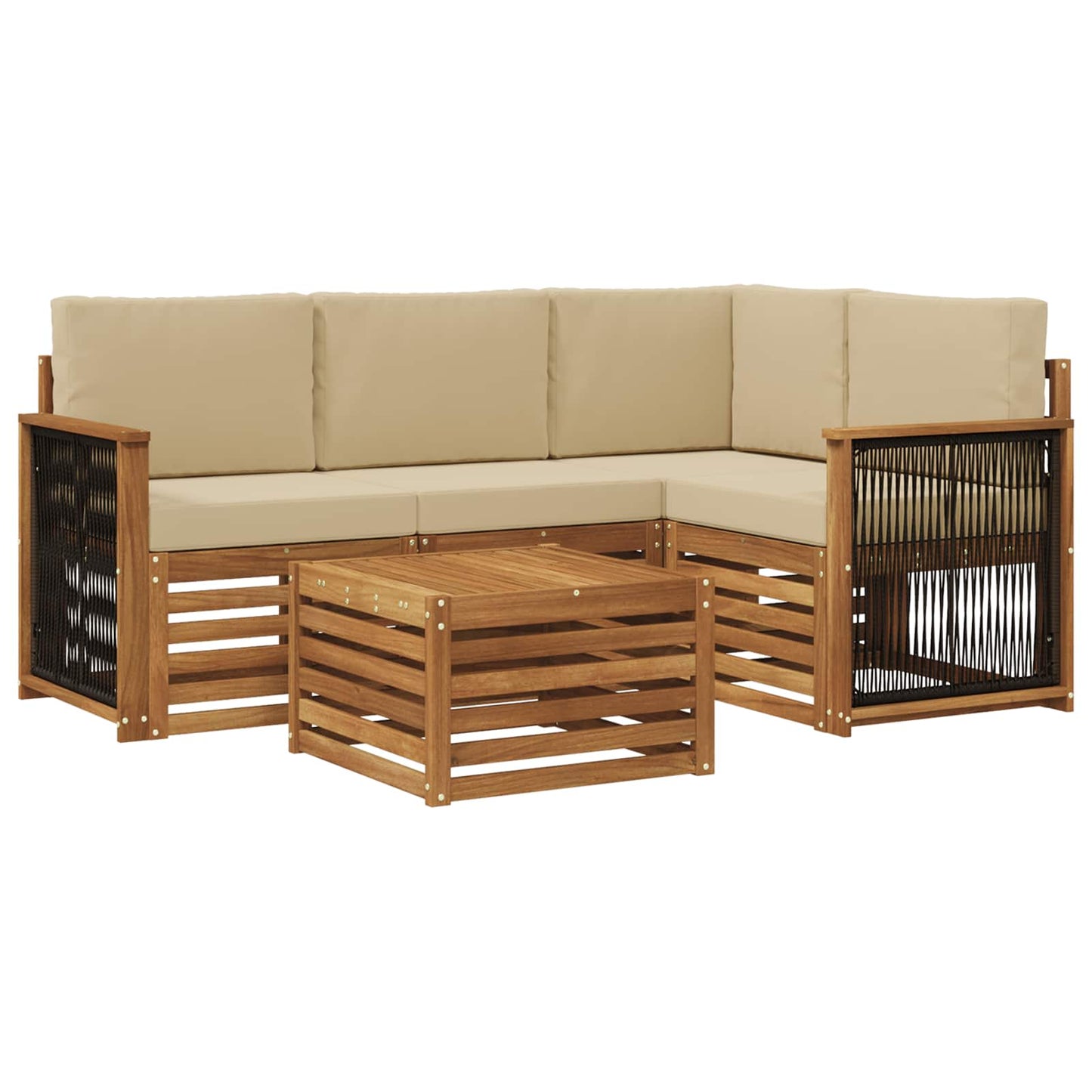 Buiten bankenset 5 pcs Natuurlijk en Beige 59 x 59 x 37 cm is nu te koop bij PeponiXL, paradijselijk wonen!