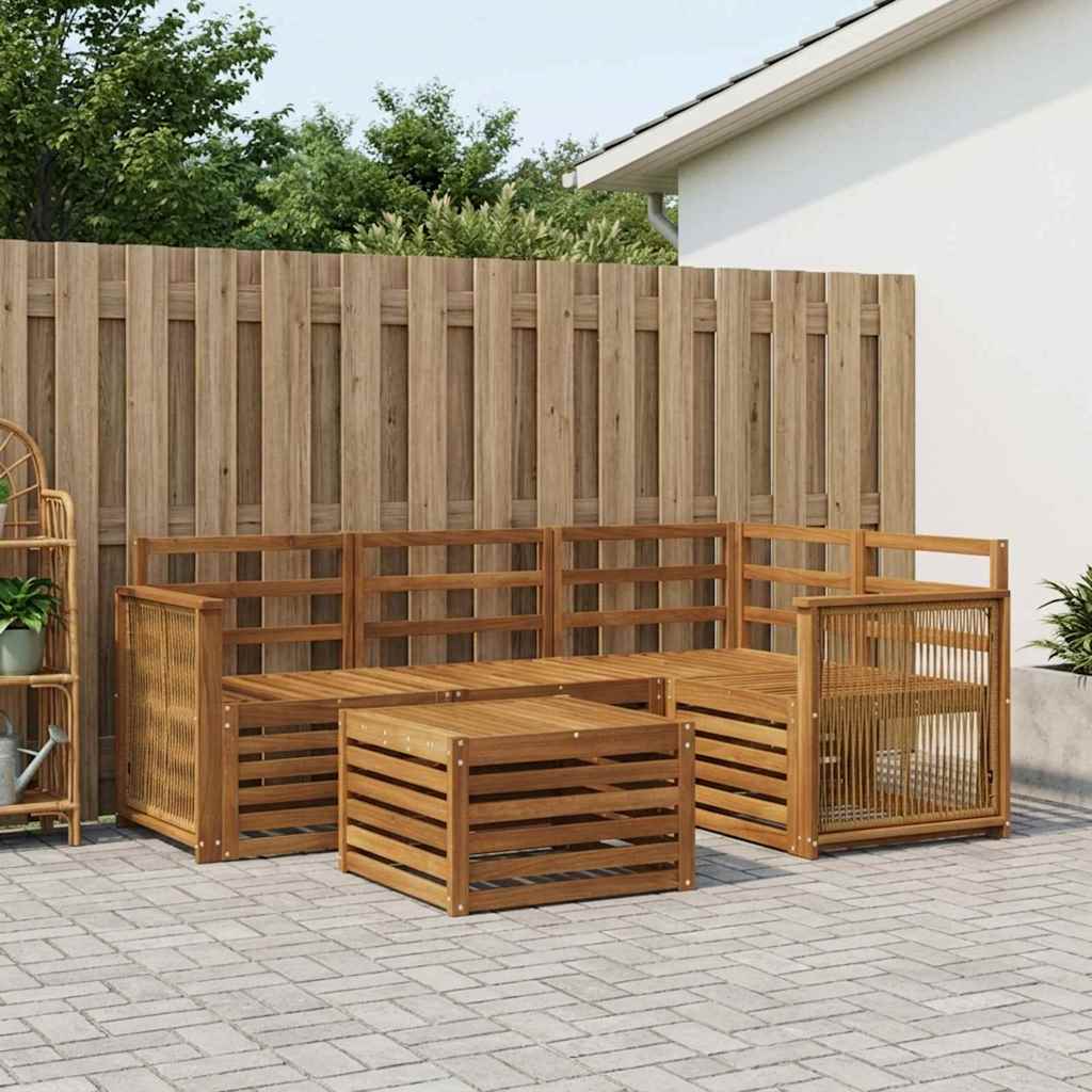 Buiten bankenset 5 pcs Naturel 59 x 59 x 37 cm Polyester is nu te koop bij PeponiXL, paradijselijk wonen!