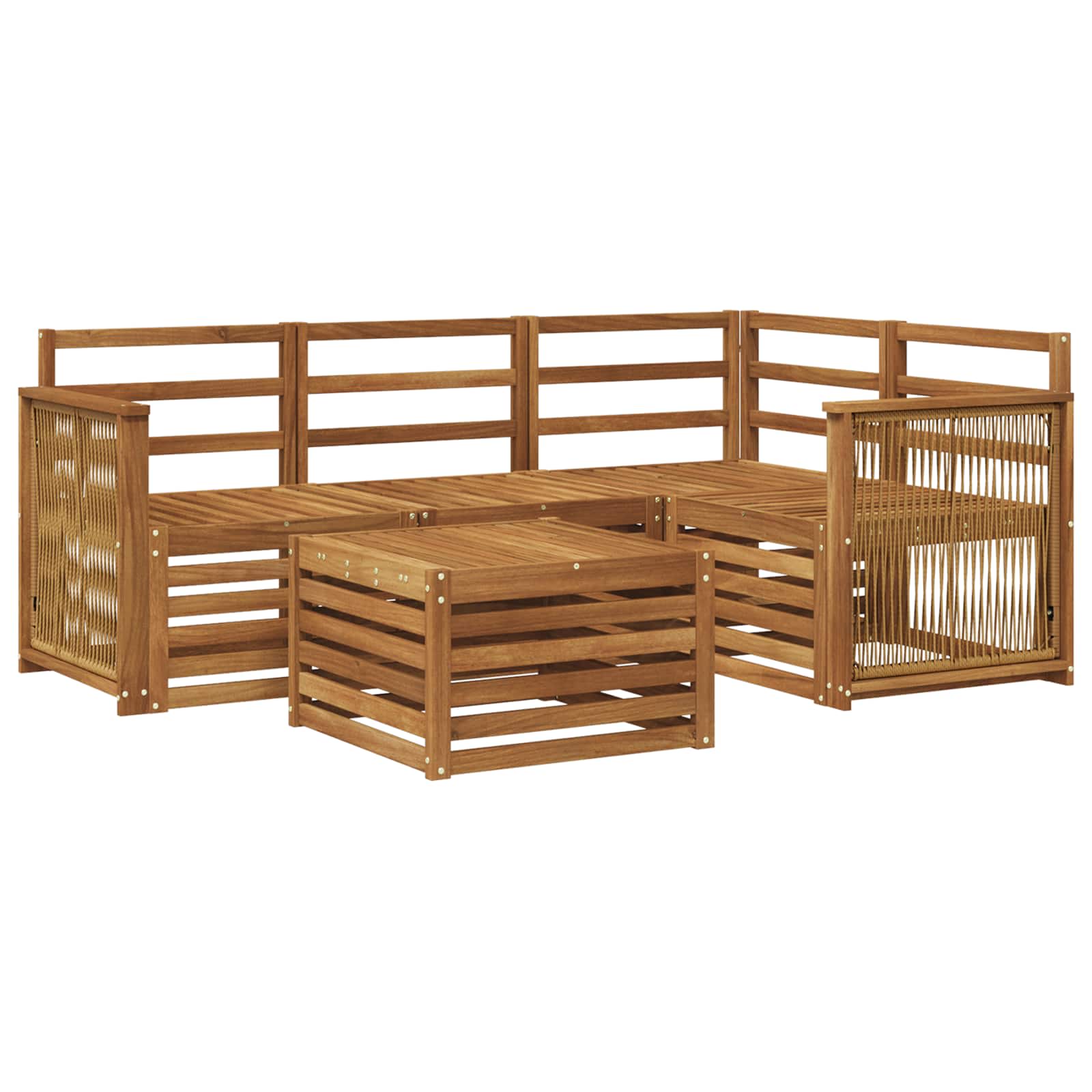Buiten bankenset 5 pcs Naturel 59 x 59 x 37 cm Polyester is nu te koop bij PeponiXL, paradijselijk wonen!