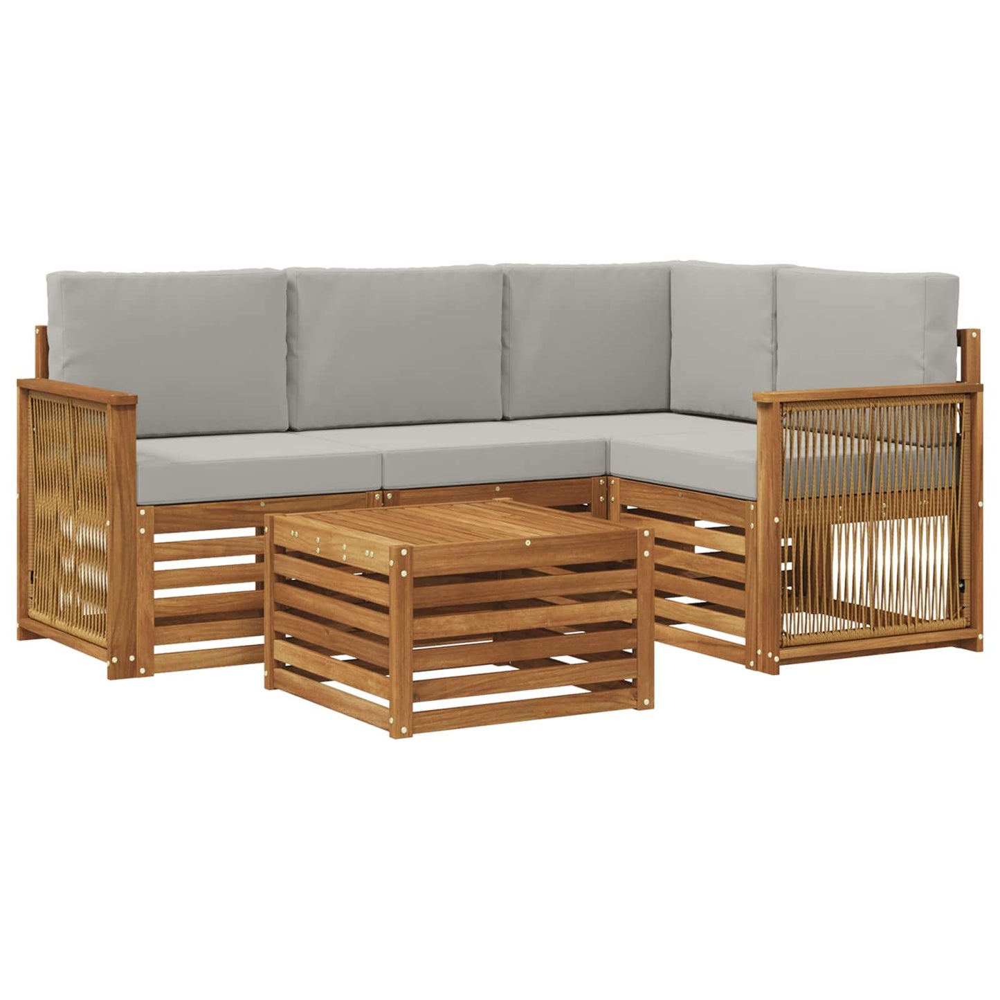 Buiten bankenset 5 pcs Naturel en lichtgrijs 59 x 59 x 37 cm is nu te koop bij PeponiXL, paradijselijk wonen!