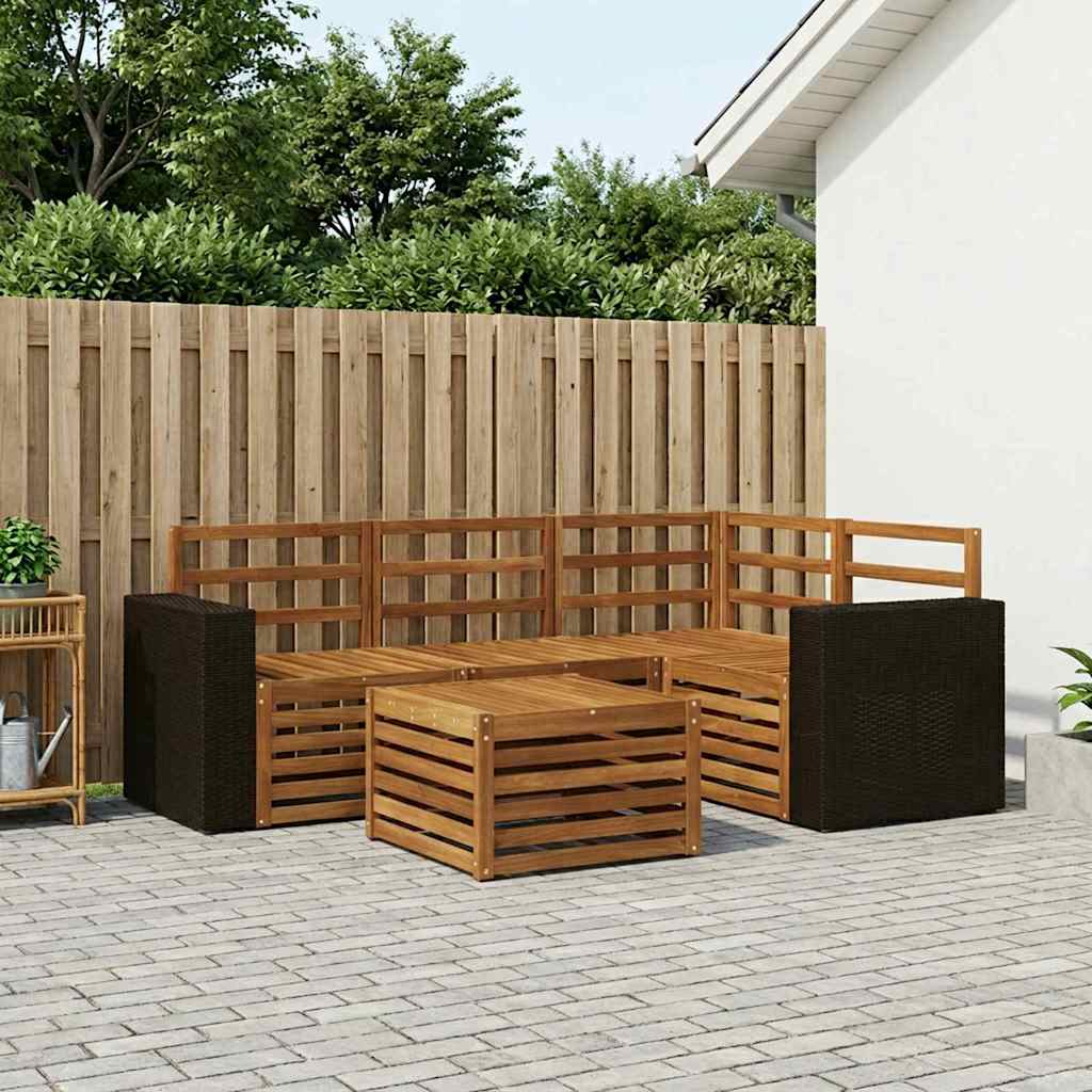 Buiten bankenset 5 pcs Naturel 59 x 59 x 37 cm Polyester is nu te koop bij PeponiXL, paradijselijk wonen!