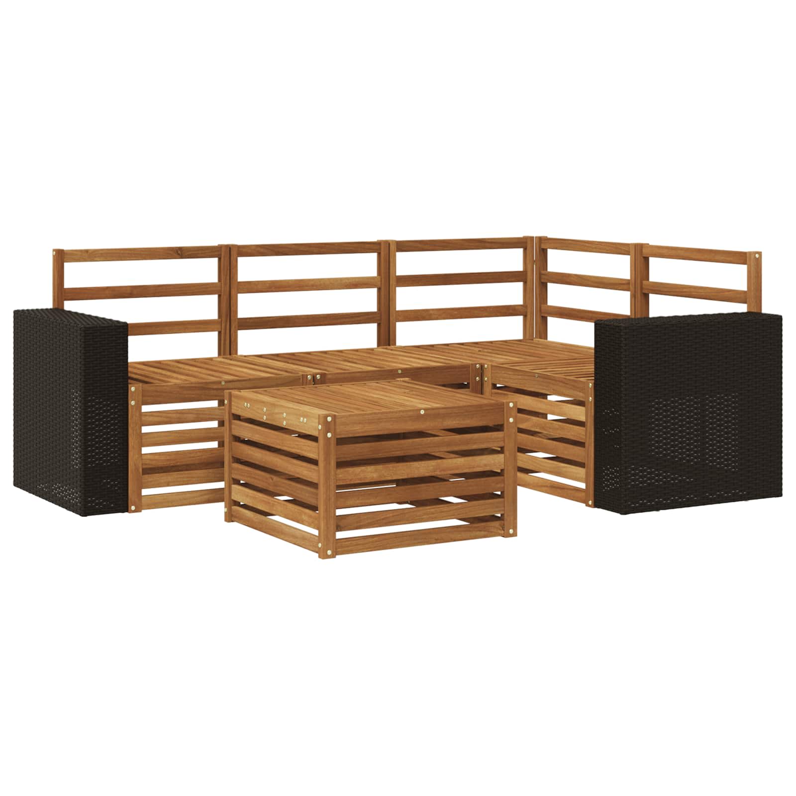 Buiten bankenset 5 pcs Naturel 59 x 59 x 37 cm Polyester is nu te koop bij PeponiXL, paradijselijk wonen!