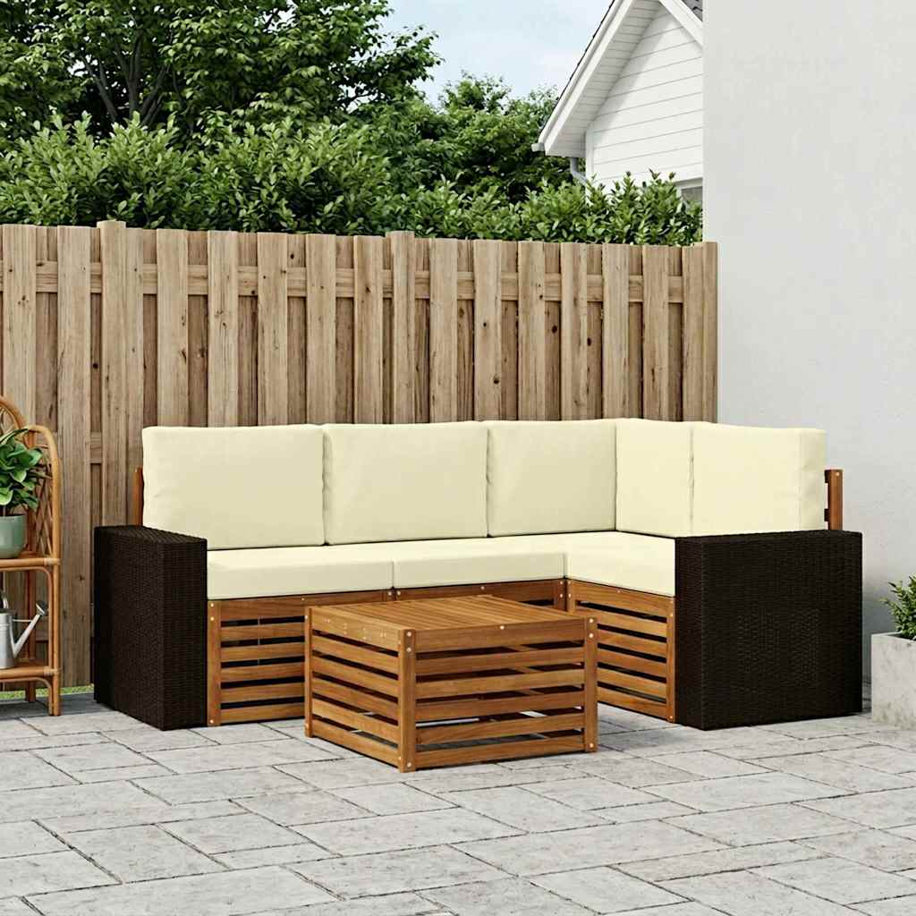 Buiten bankenset 5 pcs Natuurlijk en Crème 59 x 59 x 37 cm is nu te koop bij PeponiXL, paradijselijk wonen!