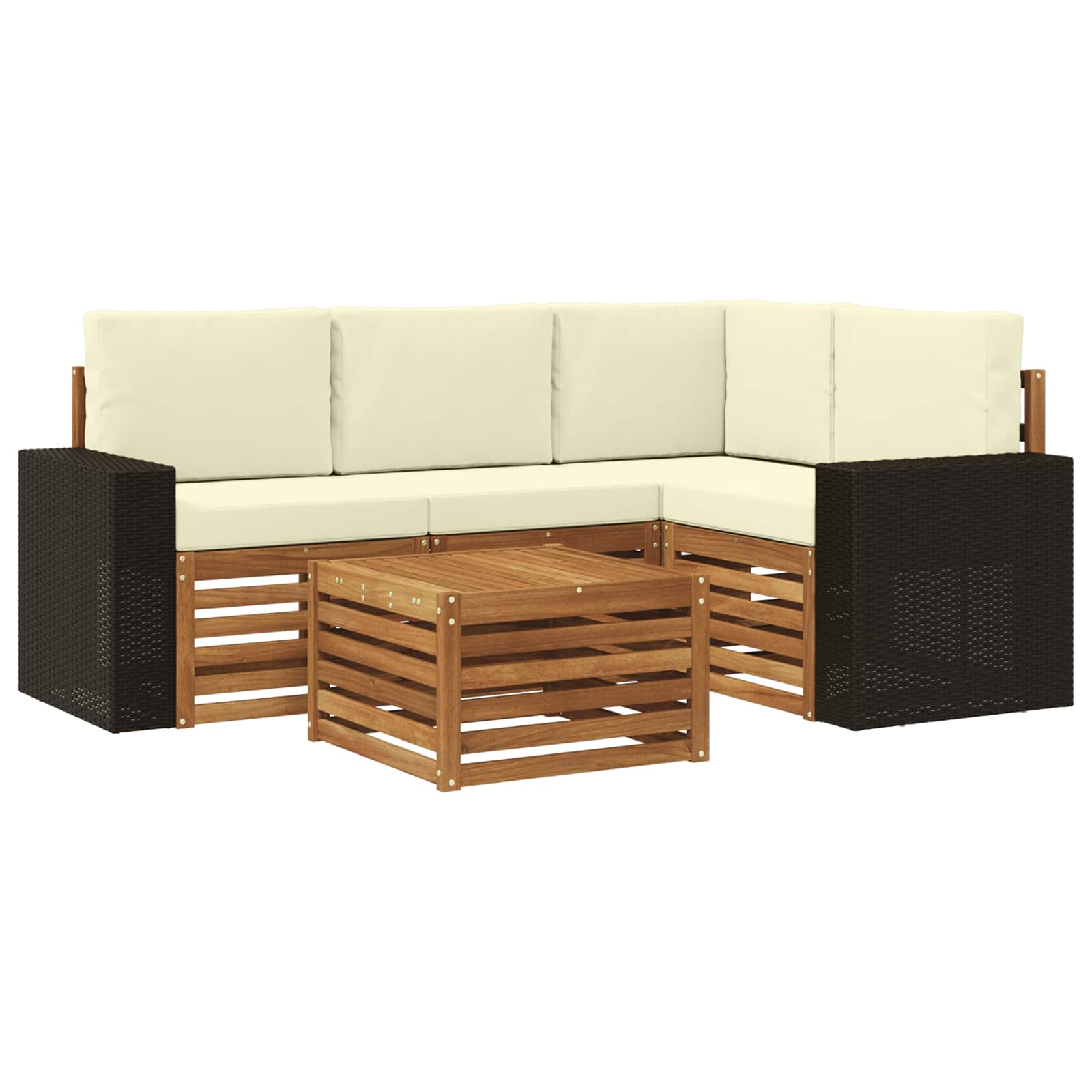 Buiten bankenset 5 pcs Natuurlijk en Crème 59 x 59 x 37 cm is nu te koop bij PeponiXL, paradijselijk wonen!