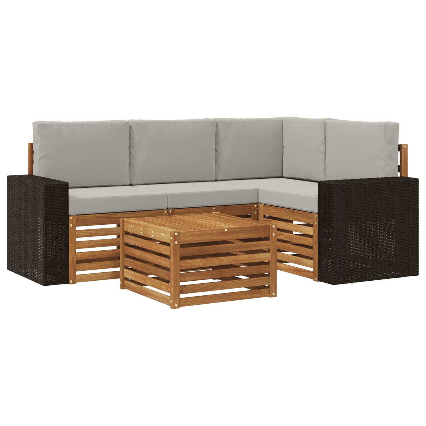 Buiten bankenset 5 pcs Naturel en lichtgrijs 59 x 59 x 37 cm is nu te koop bij PeponiXL, paradijselijk wonen!