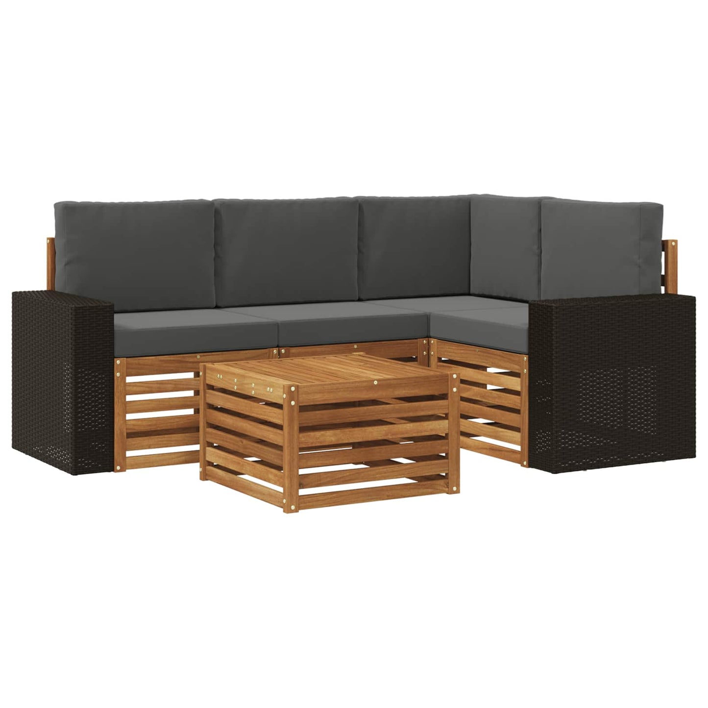 Buiten bankenset 5 pcs Natuurlijk en Antraciet 59 x 59 x 37 cm is nu te koop bij PeponiXL, paradijselijk wonen!