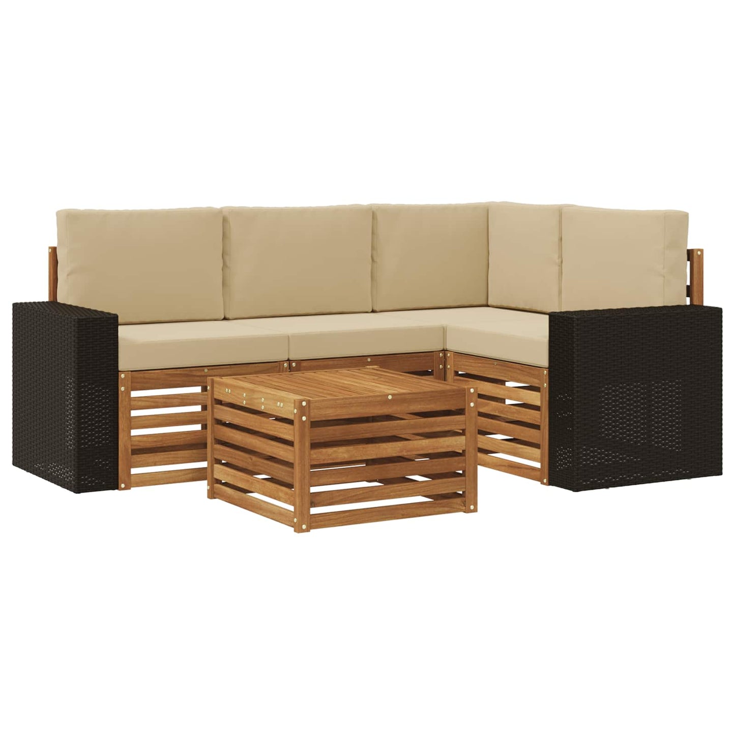 Buiten bankenset 5 pcs Natuurlijk en Beige 59 x 59 x 37 cm is nu te koop bij PeponiXL, paradijselijk wonen!