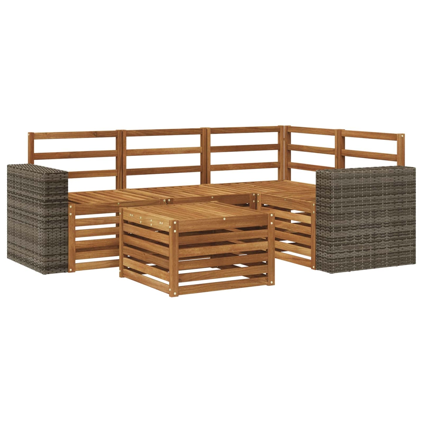 Buiten bankenset 5 pcs Naturel 59 x 59 x 37 cm Polyester is nu te koop bij PeponiXL, paradijselijk wonen!