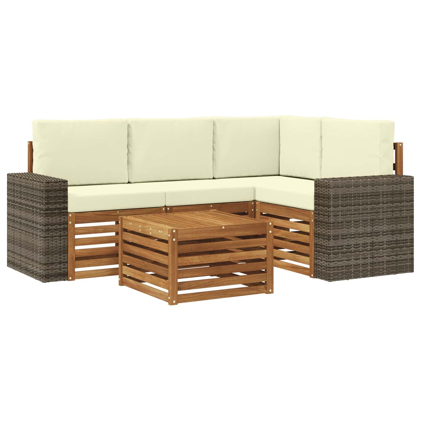 Buiten bankenset 5 pcs Natuurlijk en Crème 59 x 59 x 37 cm is nu te koop bij PeponiXL, paradijselijk wonen!