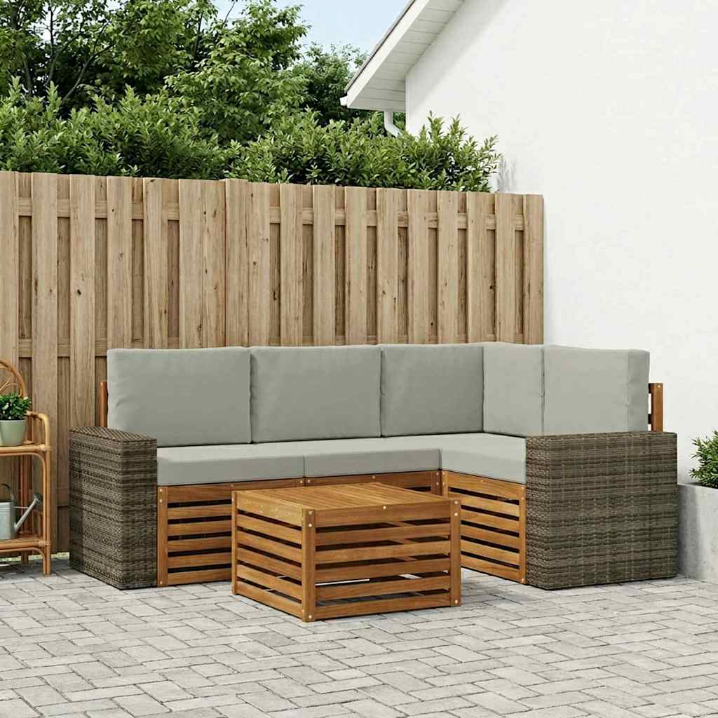 Buiten bankenset 5 pcs Naturel en lichtgrijs 59 x 59 x 37 cm is nu te koop bij PeponiXL, paradijselijk wonen!