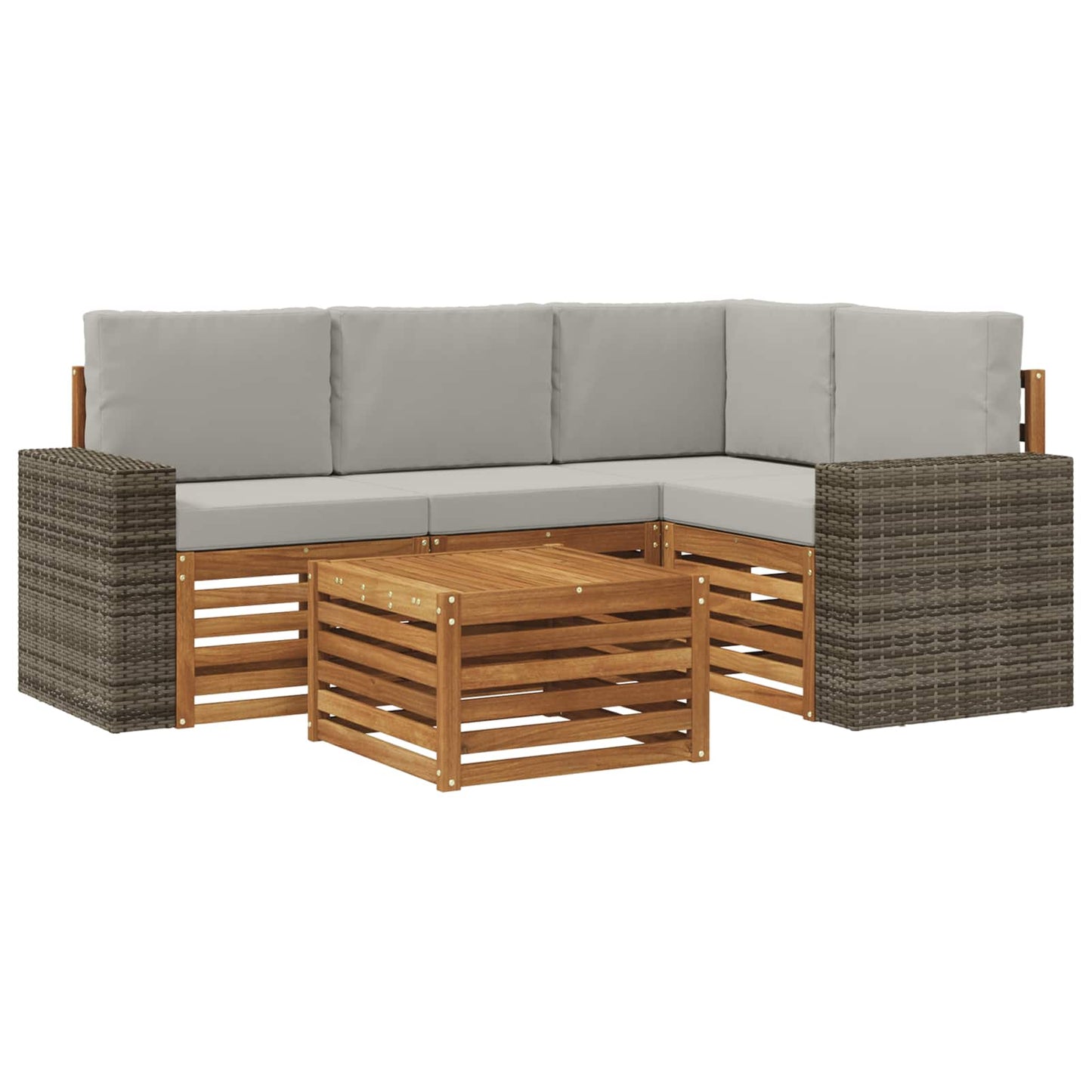 Buiten bankenset 5 pcs Naturel en lichtgrijs 59 x 59 x 37 cm is nu te koop bij PeponiXL, paradijselijk wonen!