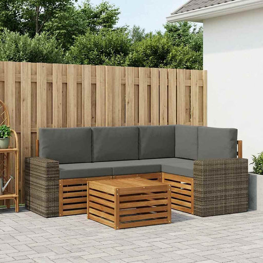 Buiten bankenset 5 pcs Natuurlijk en Antraciet 59 x 59 x 37 cm is nu te koop bij PeponiXL, paradijselijk wonen!