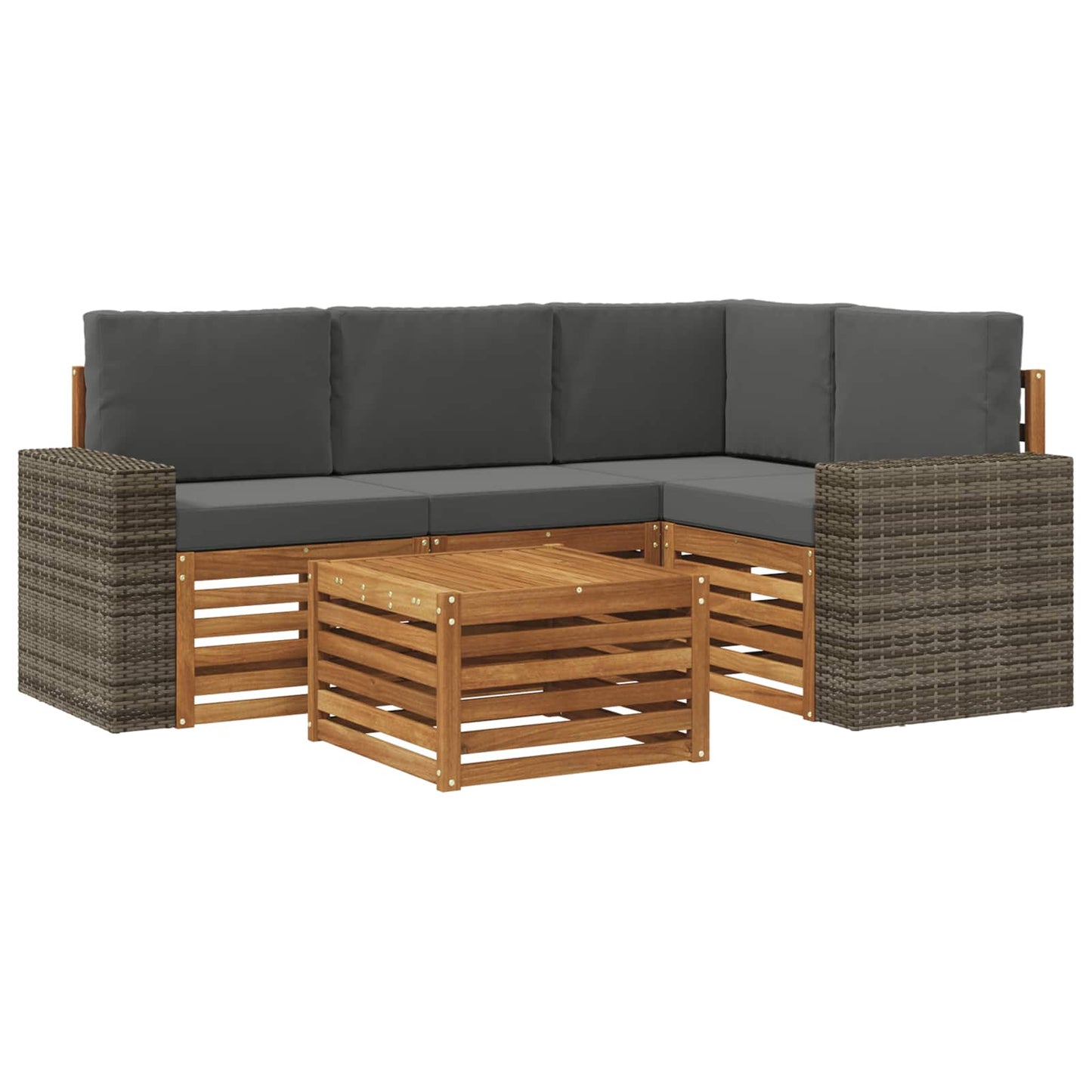 Buiten bankenset 5 pcs Natuurlijk en Antraciet 59 x 59 x 37 cm is nu te koop bij PeponiXL, paradijselijk wonen!