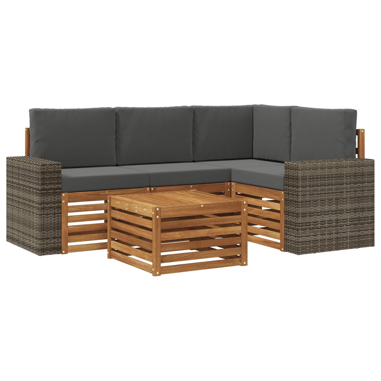 Buiten bankenset 5 pcs Natuurlijk en Antraciet 59 x 59 x 37 cm is nu te koop bij PeponiXL, paradijselijk wonen!