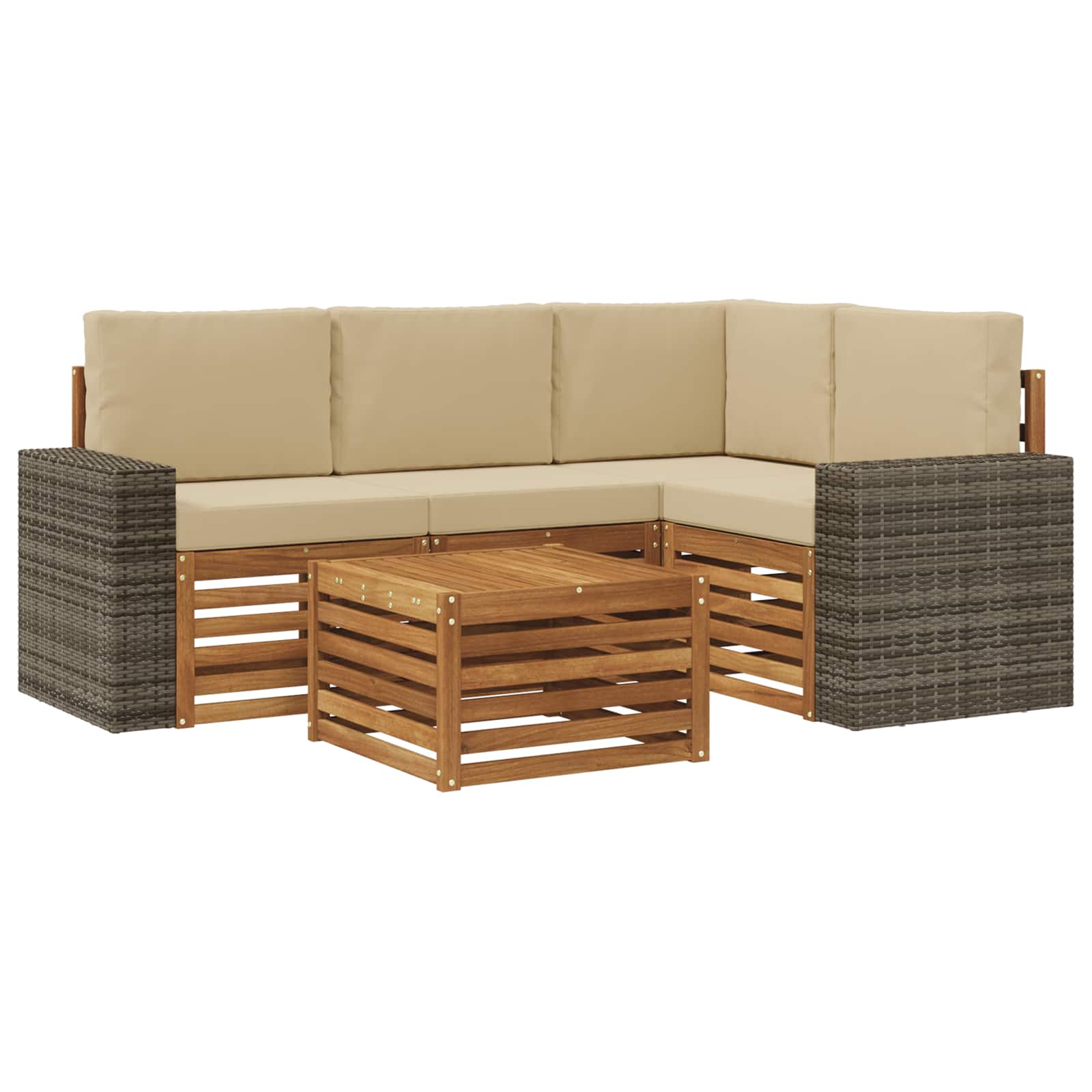 Buiten bankenset 5 pcs Natuurlijk en Beige 59 x 59 x 37 cm is nu te koop bij PeponiXL, paradijselijk wonen!