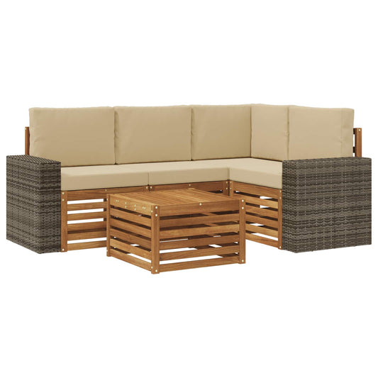 Buiten bankenset 5 pcs Natuurlijk en Beige 59 x 59 x 37 cm is nu te koop bij PeponiXL, paradijselijk wonen!