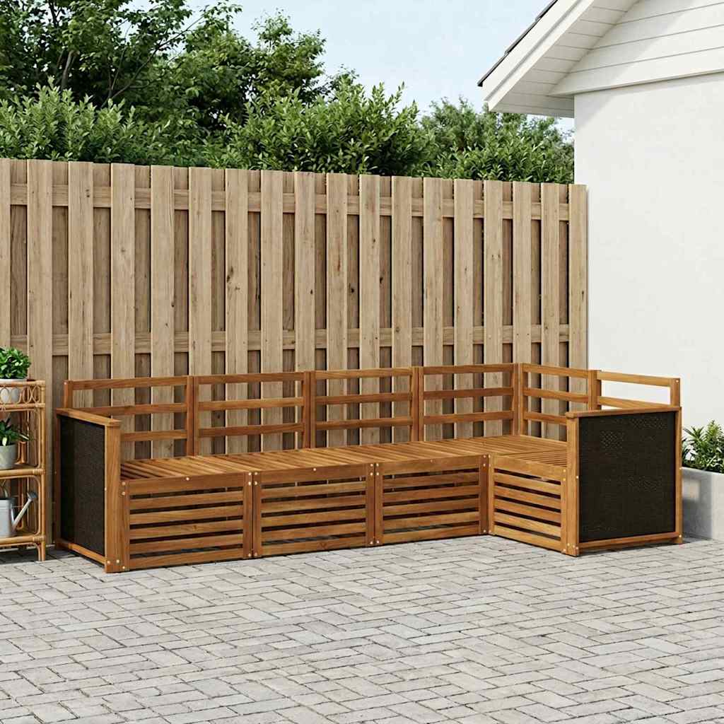 Hoekbank Set 4 pcs Naturel Massief Acaciahout is nu te koop bij PeponiXL, paradijselijk wonen!