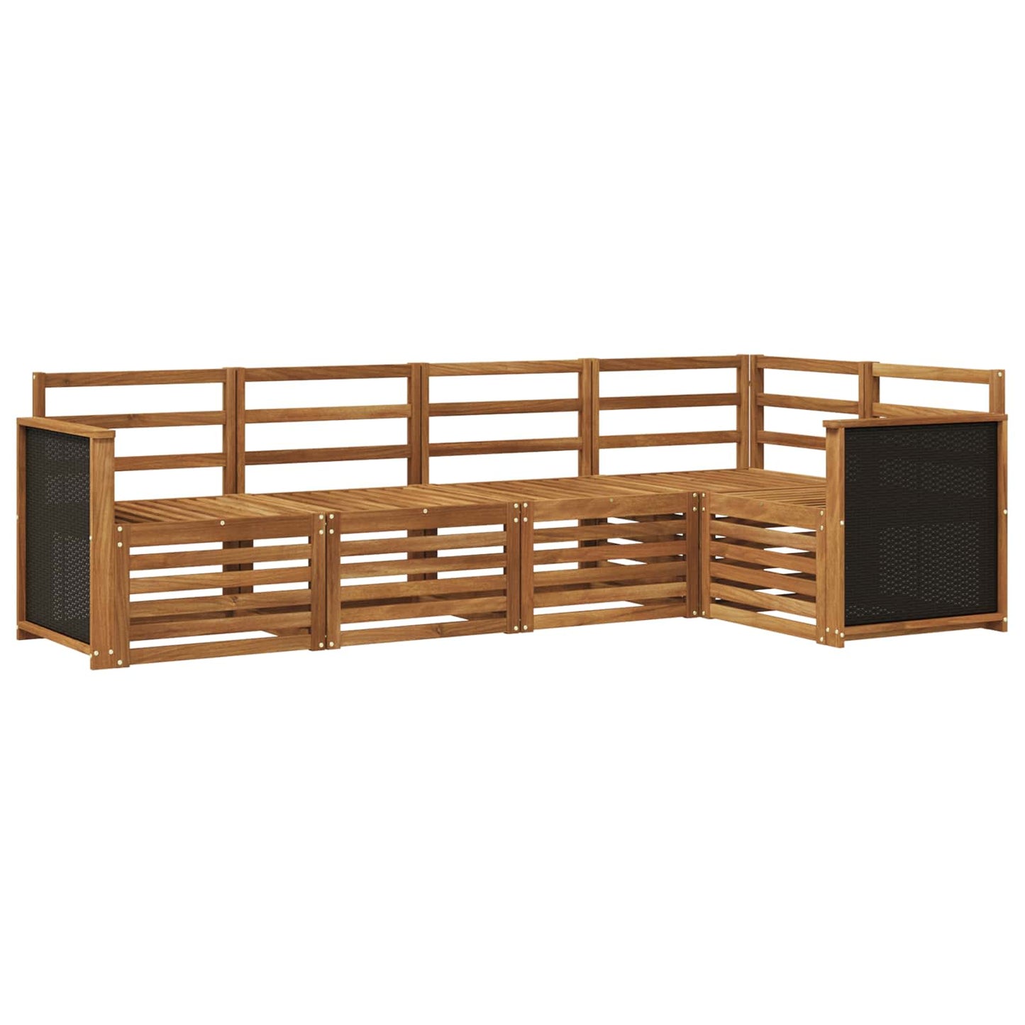 Hoekbank Set 4 pcs Naturel Massief Acaciahout is nu te koop bij PeponiXL, paradijselijk wonen!