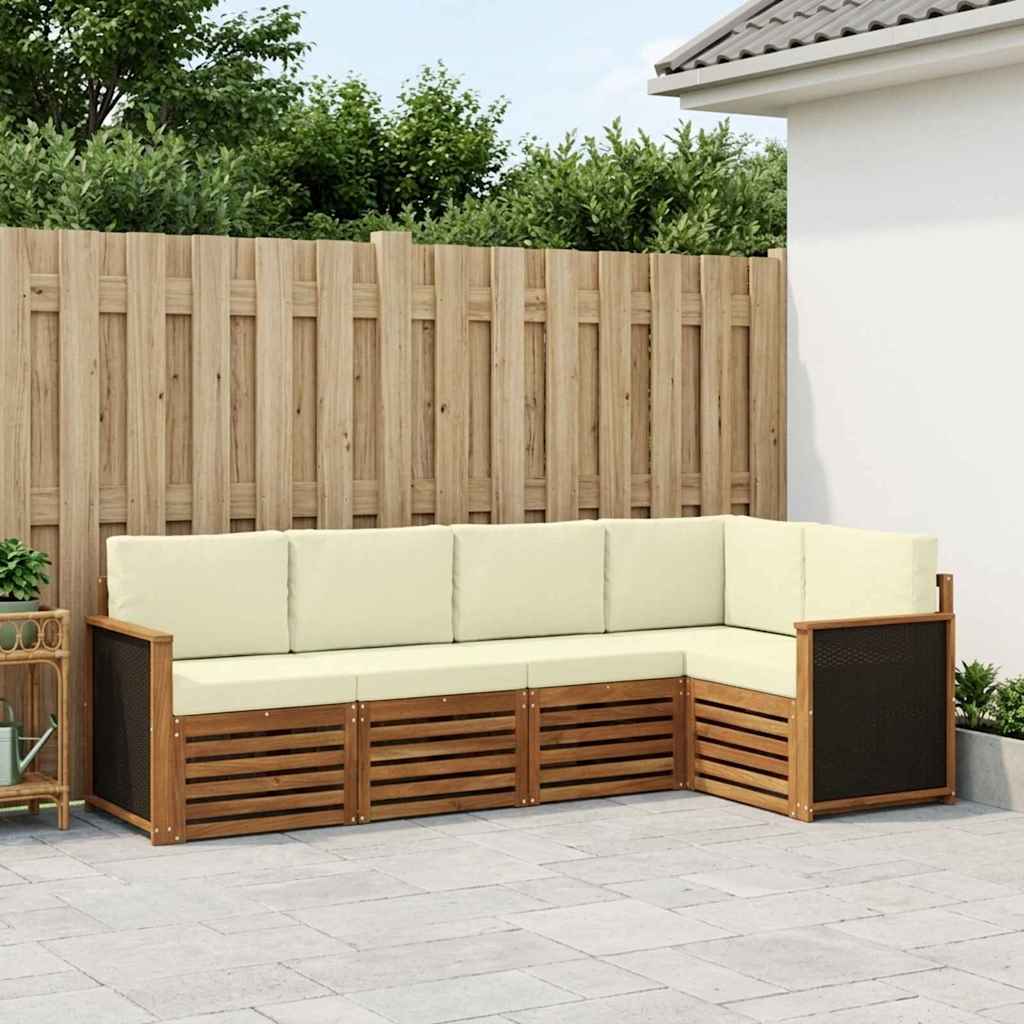 Hoekbank Set met kussen 4 pcs Natuurlijk en Crème is nu te koop bij PeponiXL, paradijselijk wonen!