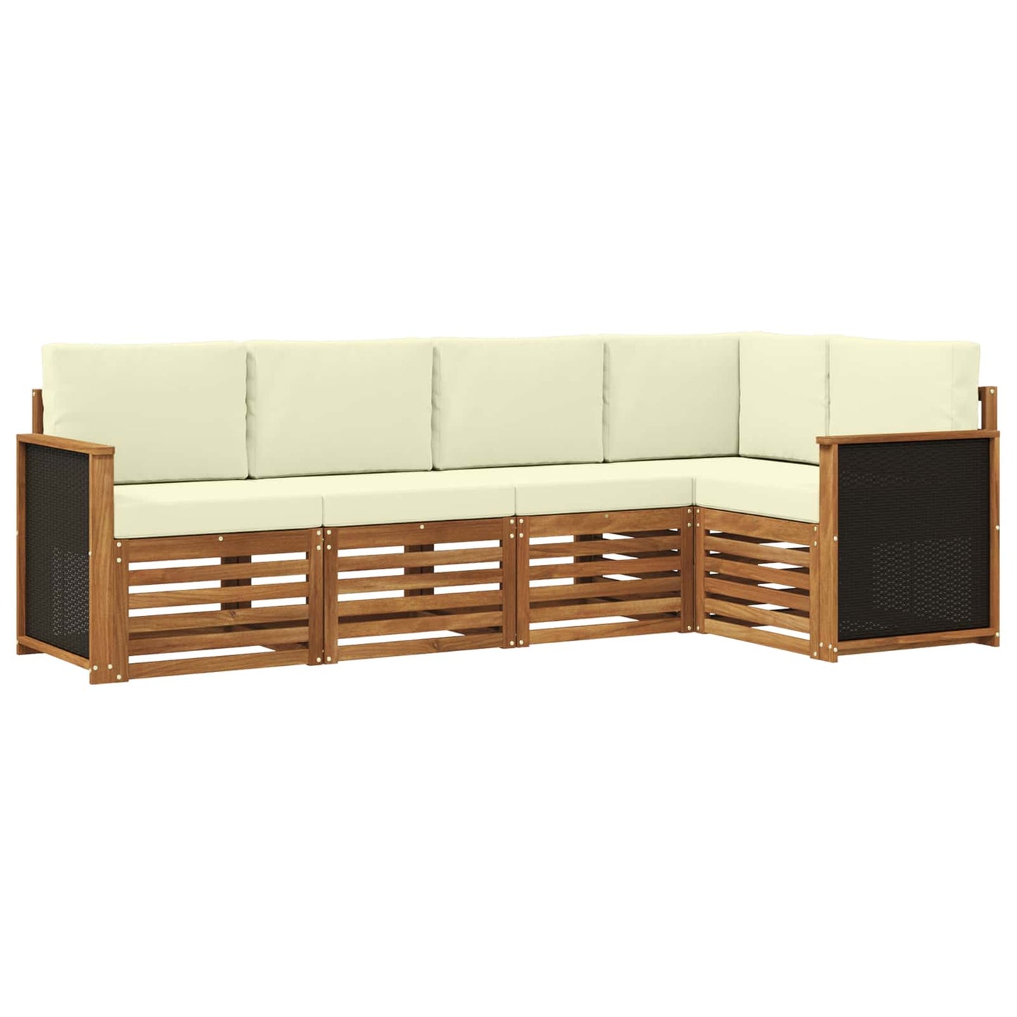 Hoekbank Set met kussen 4 pcs Natuurlijk en Crème is nu te koop bij PeponiXL, paradijselijk wonen!