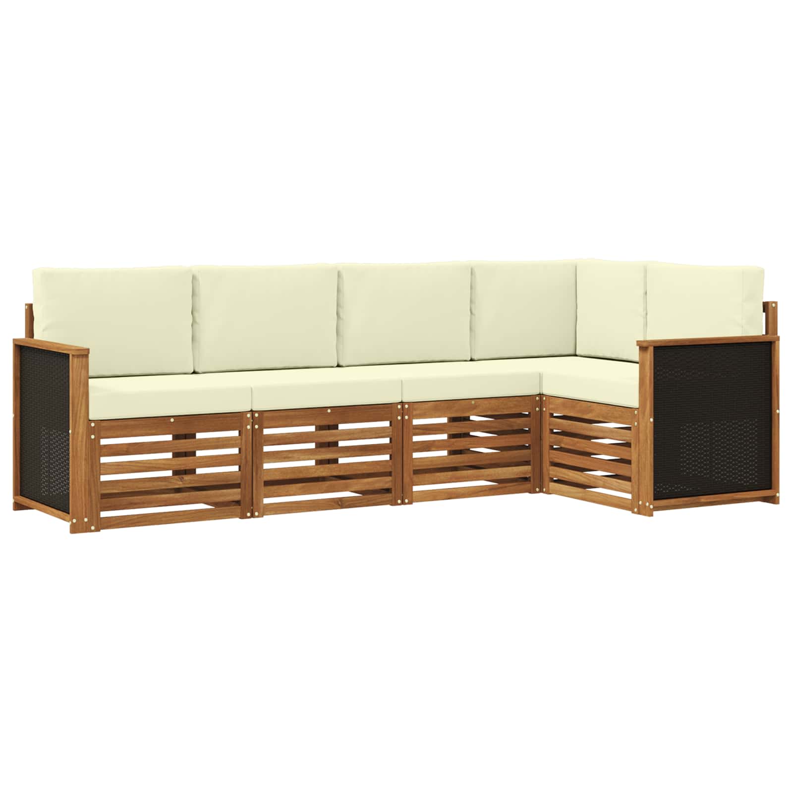 Hoekbank Set met kussen 4 pcs Natuurlijk en Crème is nu te koop bij PeponiXL, paradijselijk wonen!