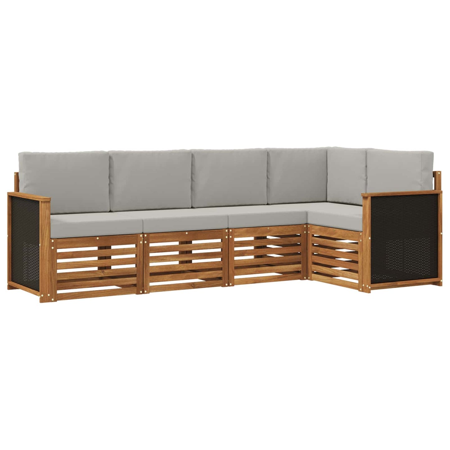 Hoekbank Set met kussen 4 pcs Naturel en lichtgrijs is nu te koop bij PeponiXL, paradijselijk wonen!