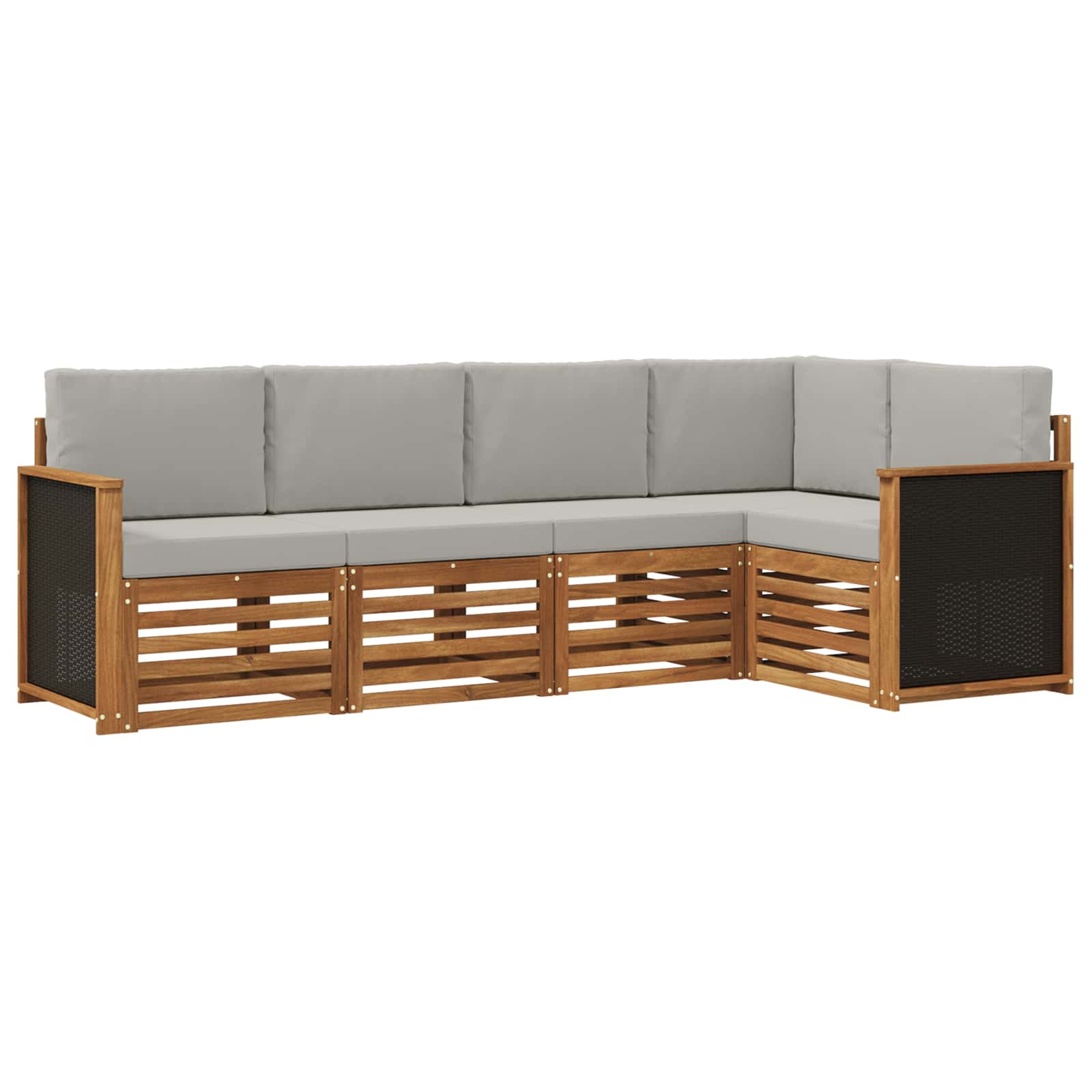 Hoekbank Set met kussen 4 pcs Naturel en lichtgrijs is nu te koop bij PeponiXL, paradijselijk wonen!