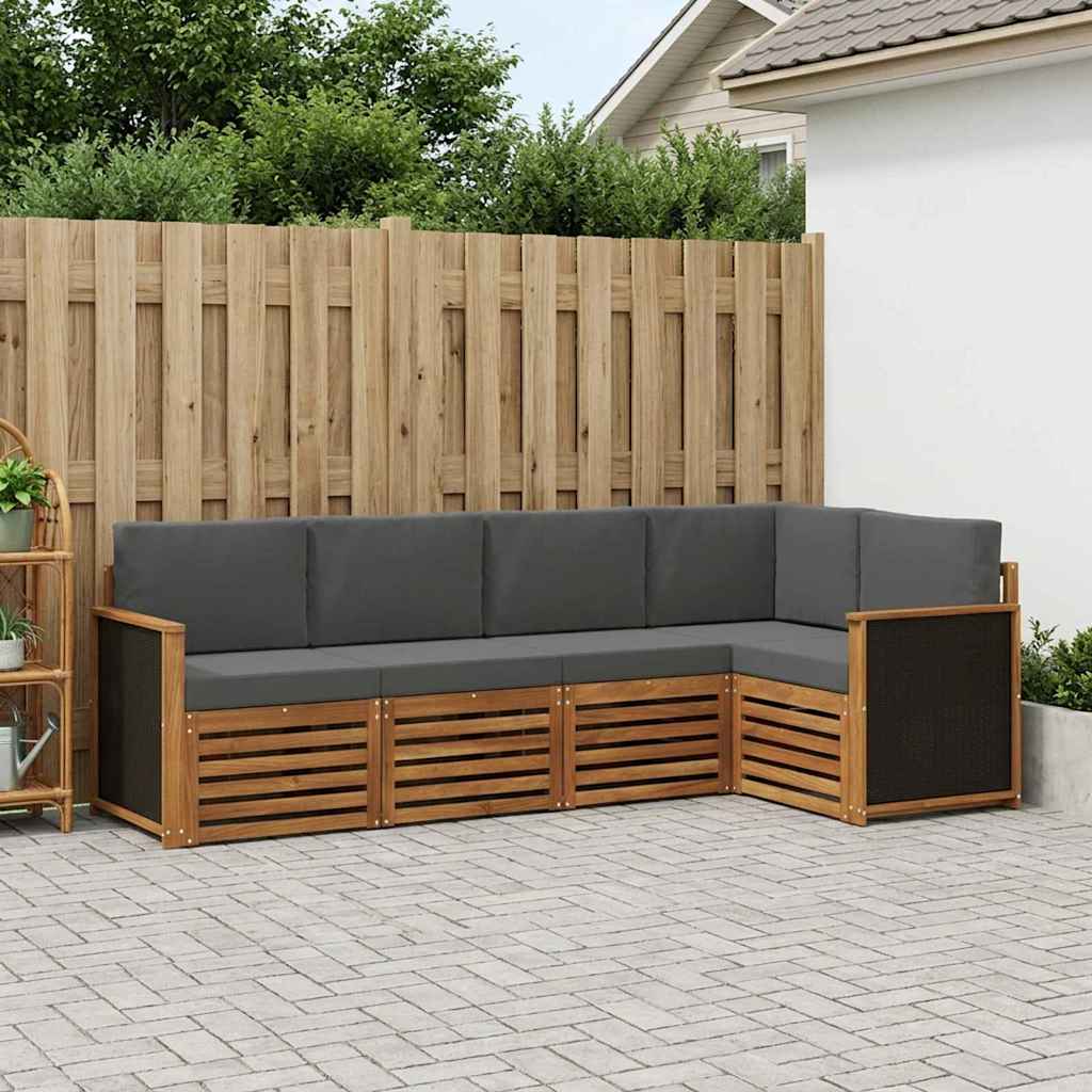 Hoekbank Set met kussen 4 pcs Natuurlijk en Antraciet is nu te koop bij PeponiXL, paradijselijk wonen!