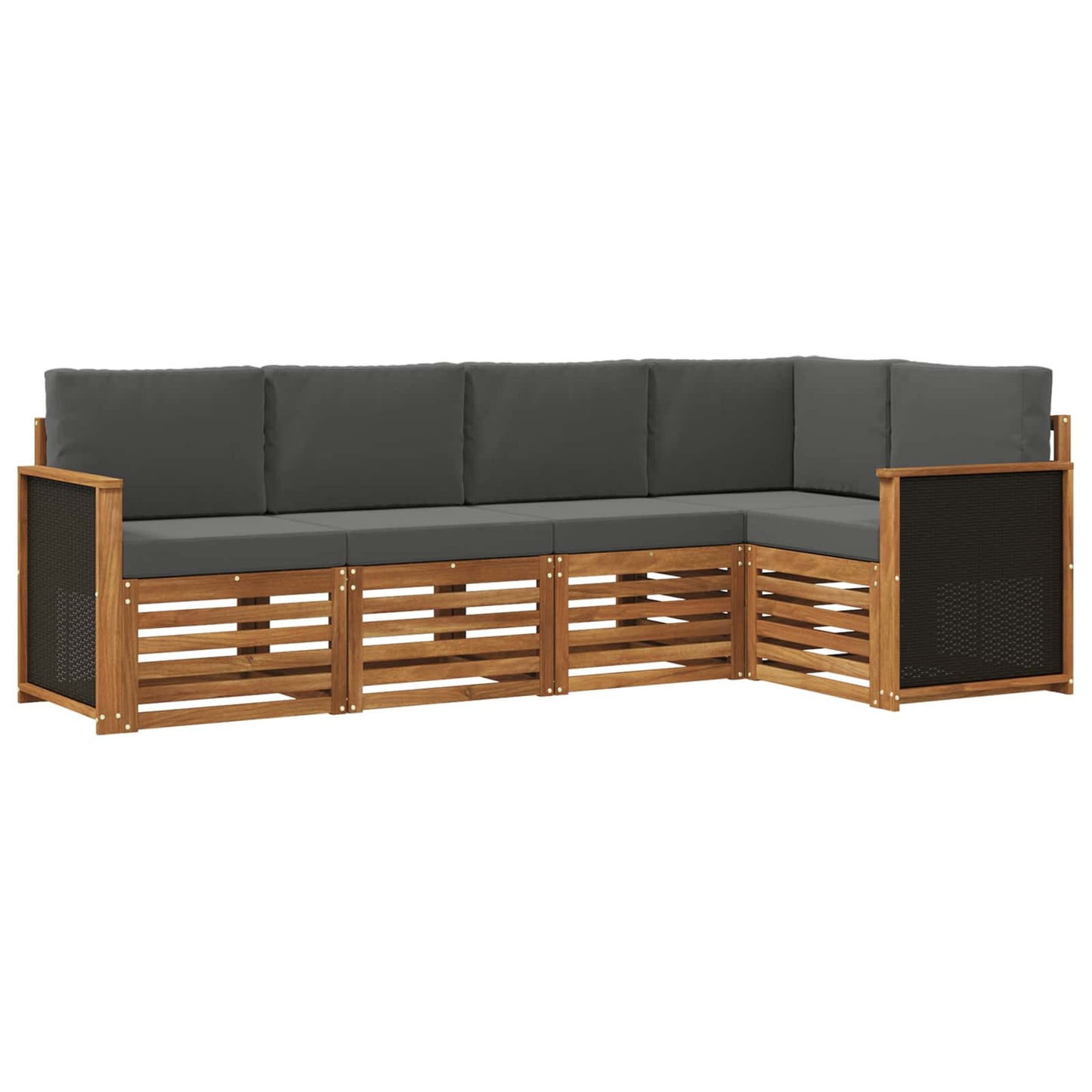 Hoekbank Set met kussen 4 pcs Natuurlijk en Antraciet is nu te koop bij PeponiXL, paradijselijk wonen!