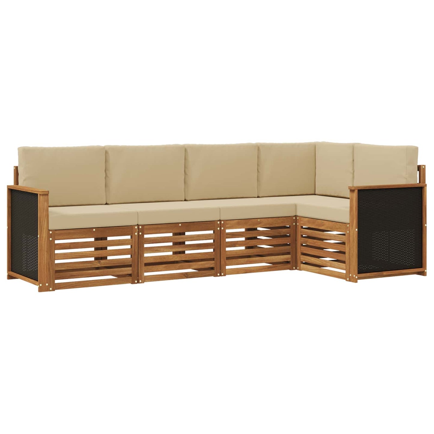 Hoekbank Set 4 pcs Naturel Massief Acaciahout en Polyester is nu te koop bij PeponiXL, paradijselijk wonen!