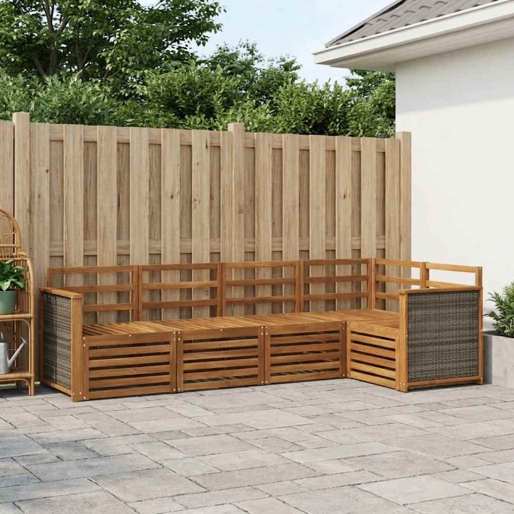 Hoekbank Set 4 pcs Naturel Massief Acaciahout is nu te koop bij PeponiXL, paradijselijk wonen!